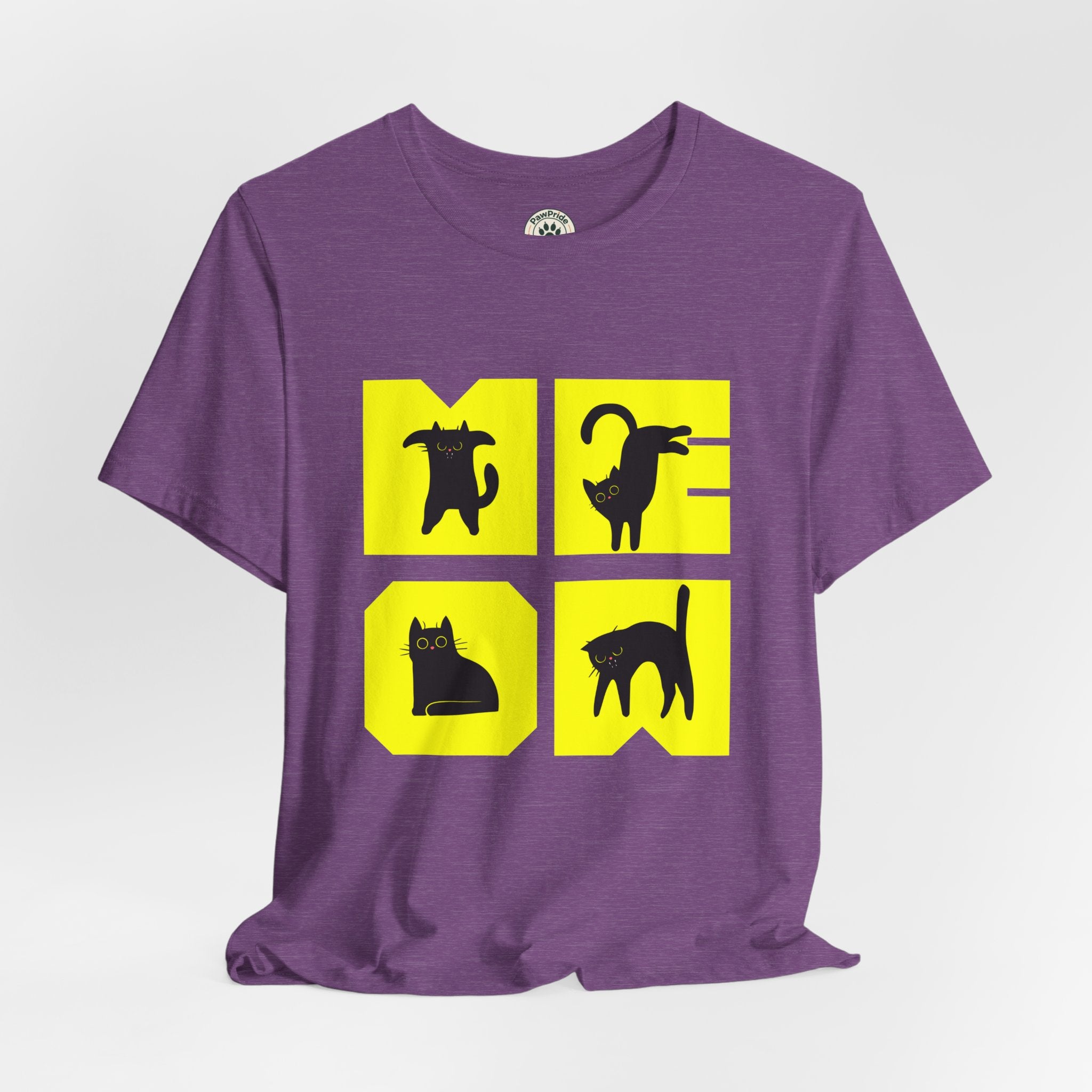 Cat Silhouette Tee — Yellow Block Cats Graphic T-Shirt