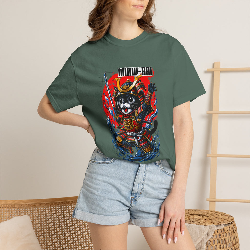 Samurai Cat T-Shirt — 'Neko-Ronin' Retro Japanese Warrior Graphic Tee