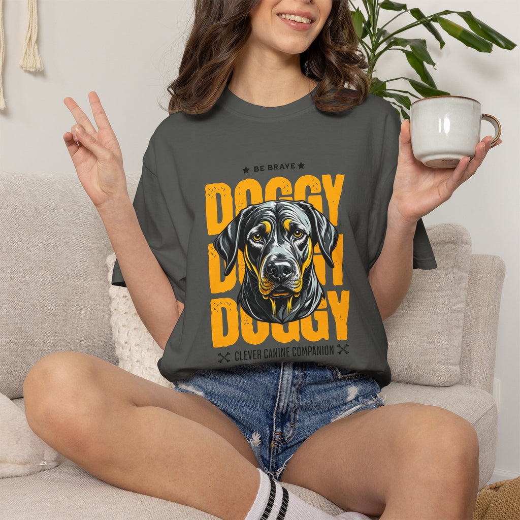 Doggy Doggy T-Shirt — Retro Black Lab Graphic Tee ('Be Brave')
