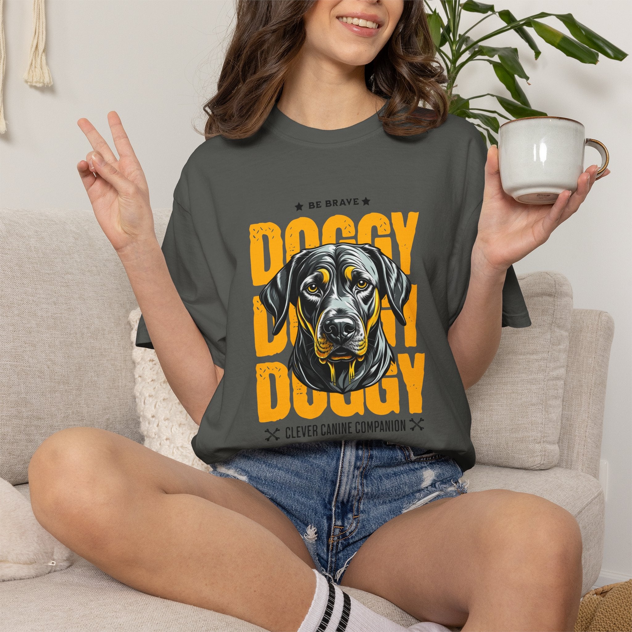 Doggy Doggy T-Shirt — Retro Black Lab Graphic Tee ('Be Brave')