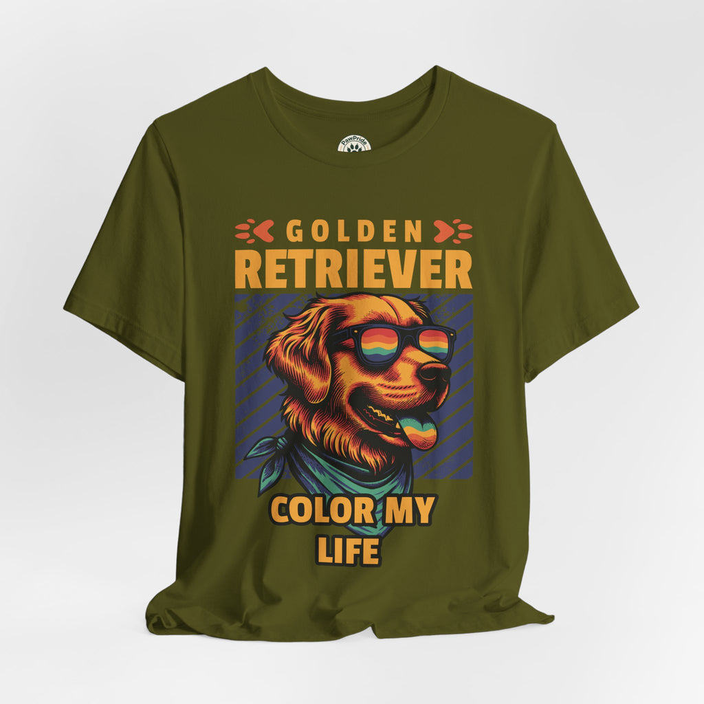 Golden Retriever T‑Shirt — 'Color My Life' Retro Dog Graphic Tee