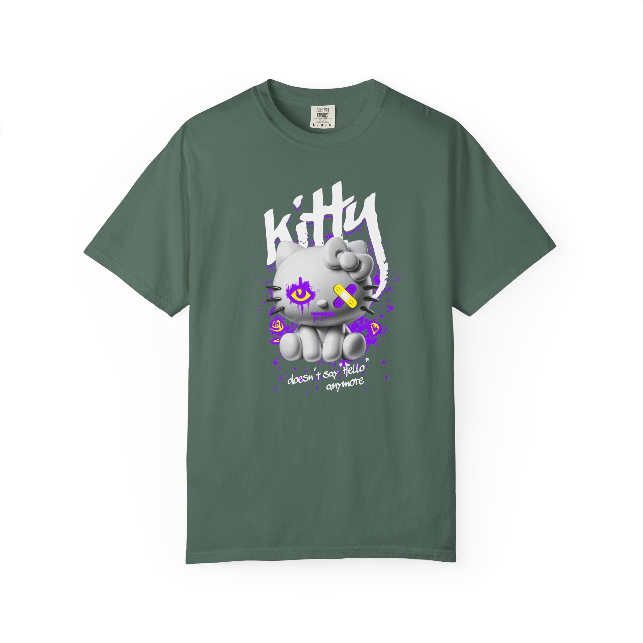 Kitty Cute Punk T-Shirt — 'doesn't say hello' Garment-Dyed Tee