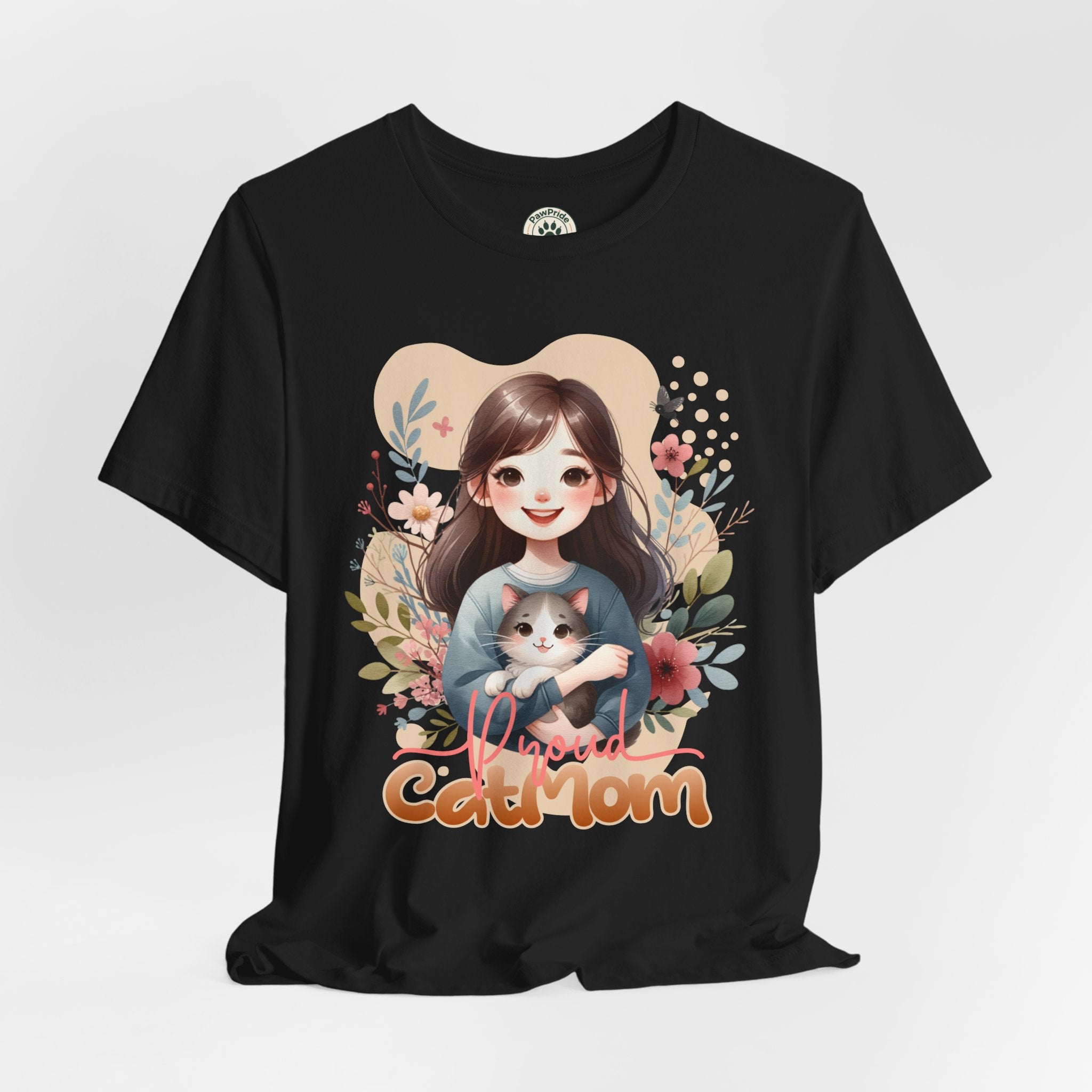 Cat Mom T-Shirt — Cute Floral Illustration Tee for Women Cat Lovers