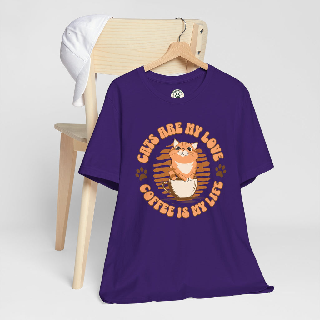Cat & Coffee Tee — "Cats Are My Love, Coffee Is My Life" Cute Graphic T‑Shirt