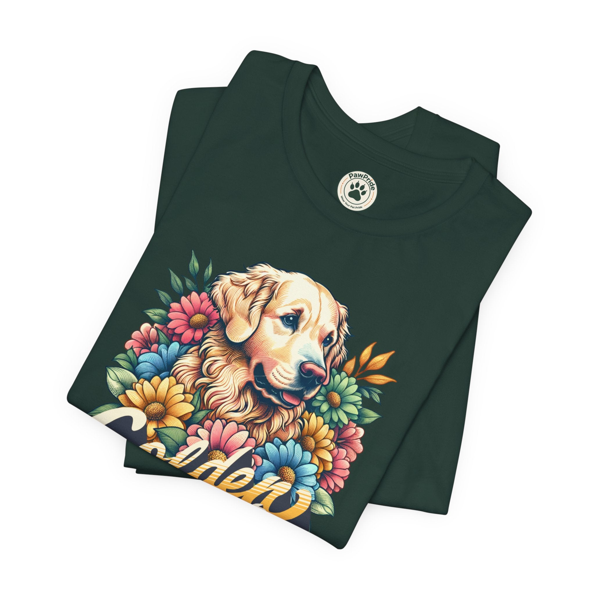 Golden Heart T-Shirt — Retro Floral Golden Retriever Tee