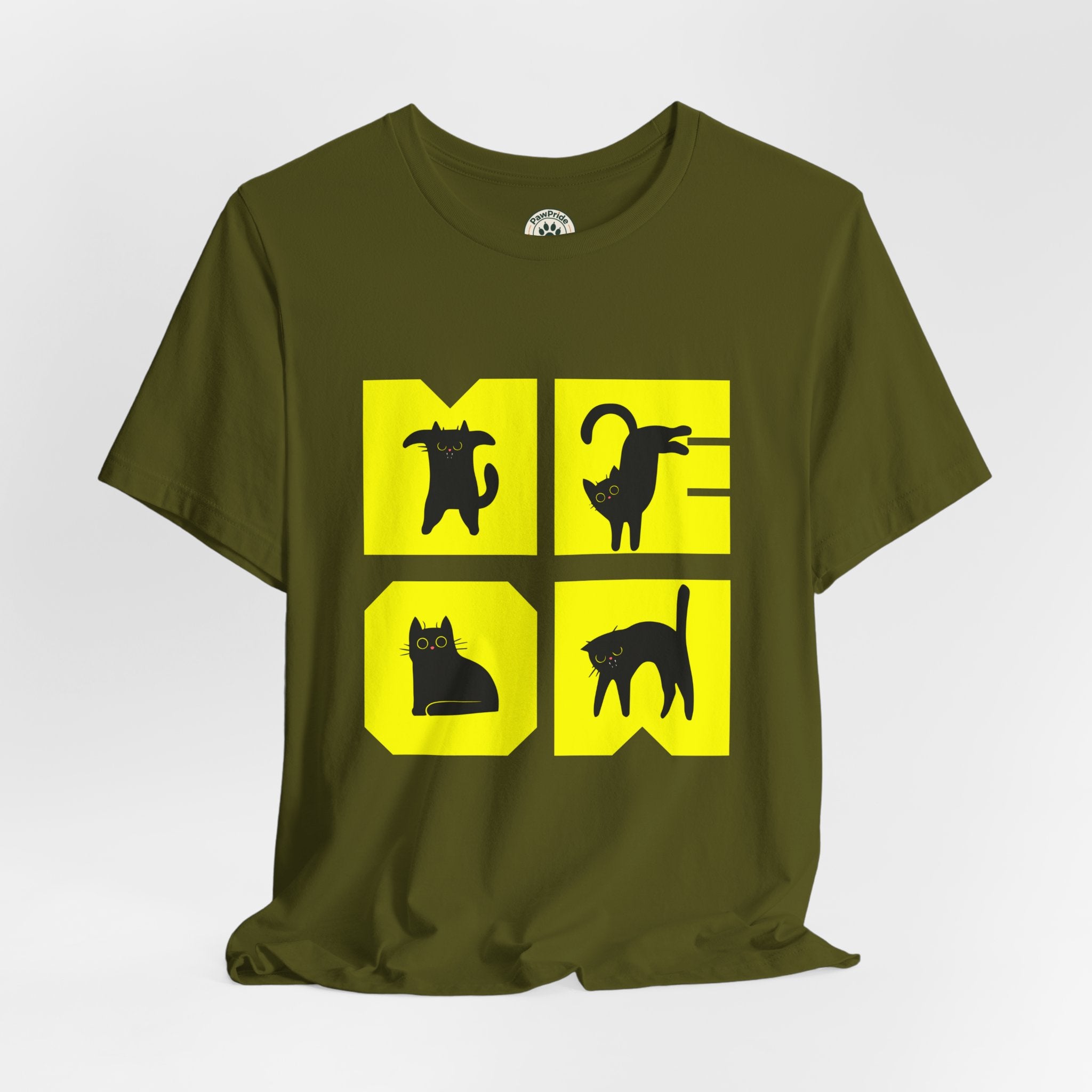 Cat Silhouette Tee — Yellow Block Cats Graphic T-Shirt