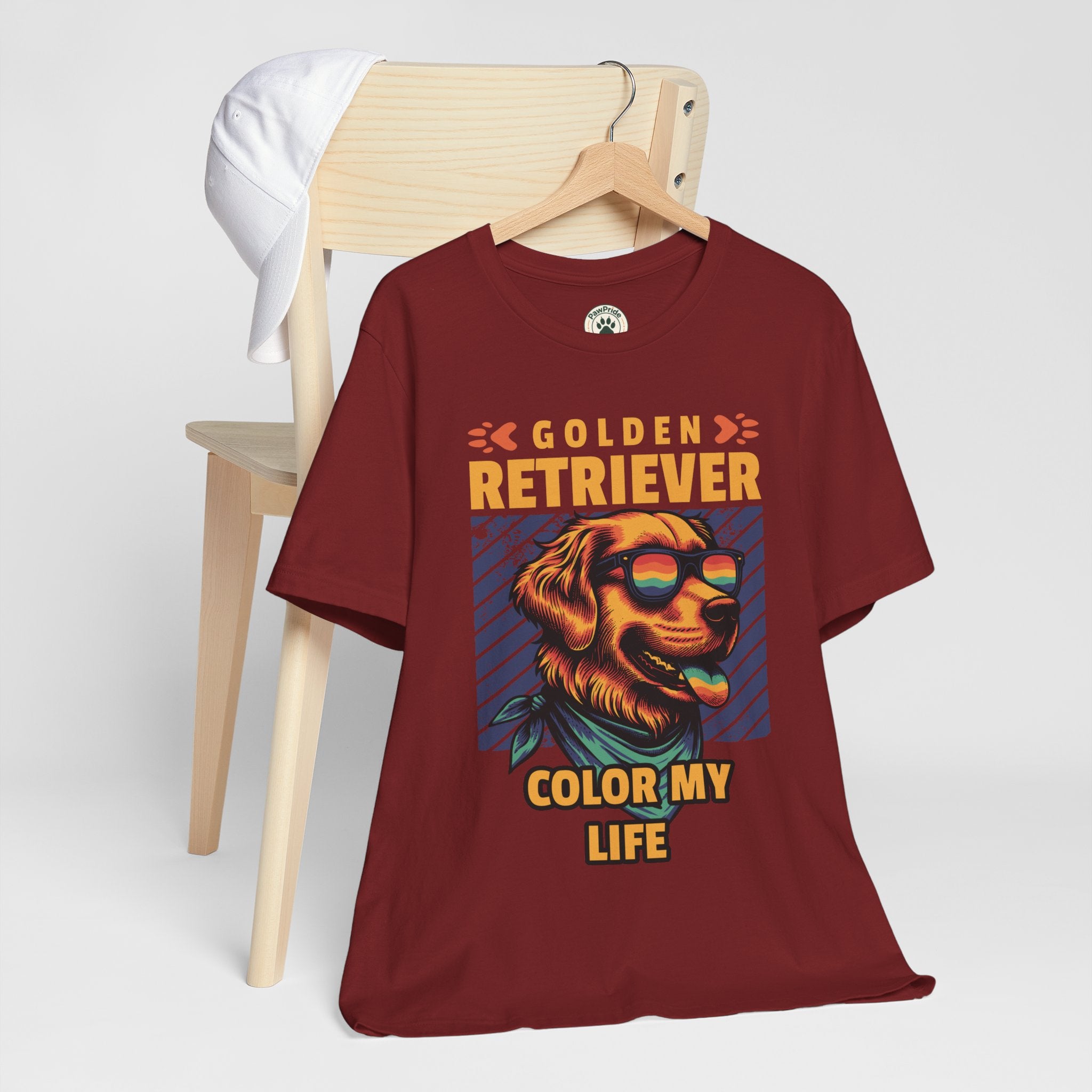 Golden Retriever T‑Shirt — 'Color My Life' Retro Dog Graphic Tee