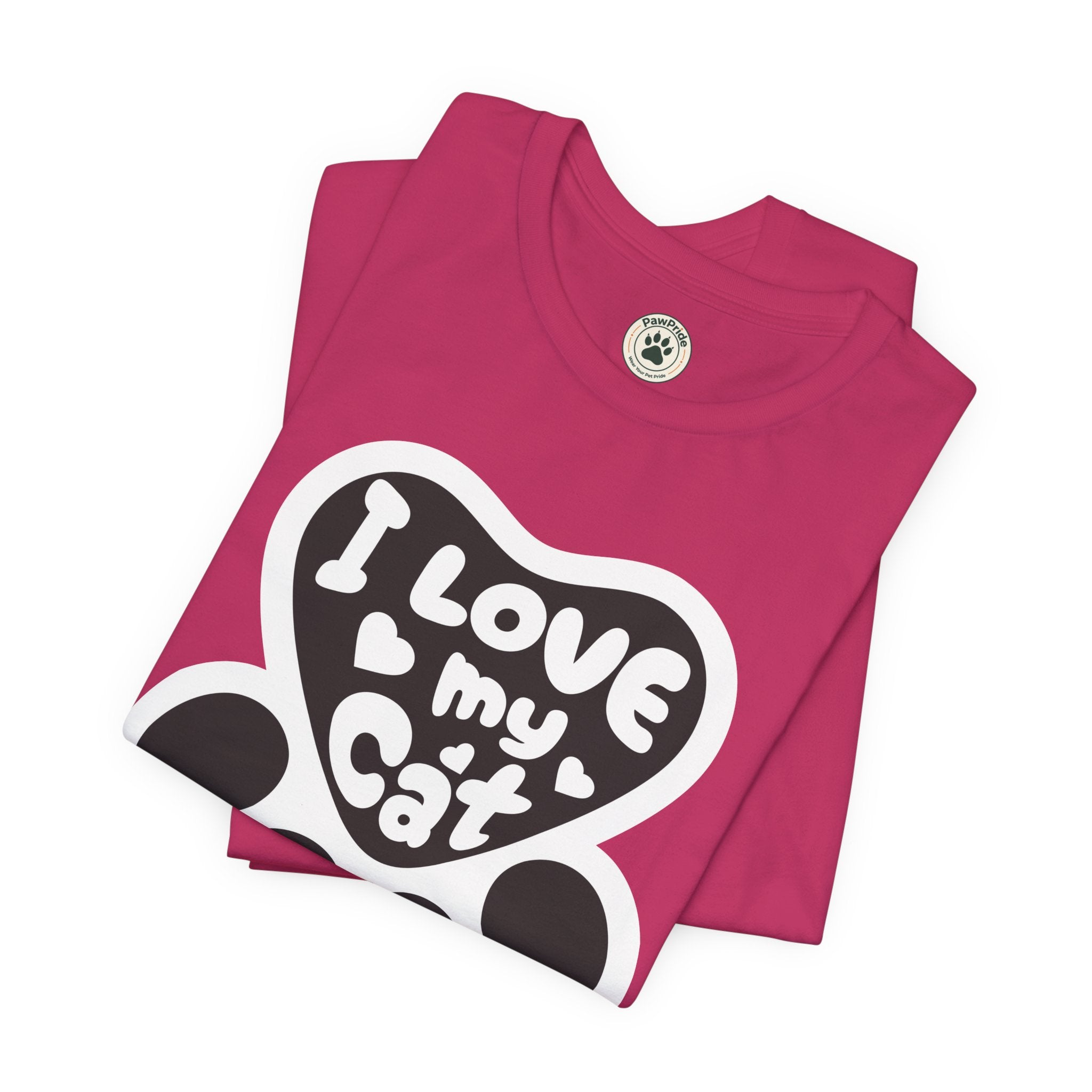 I Love My Cat Paw T-Shirt — Cute Cat Lover Tee