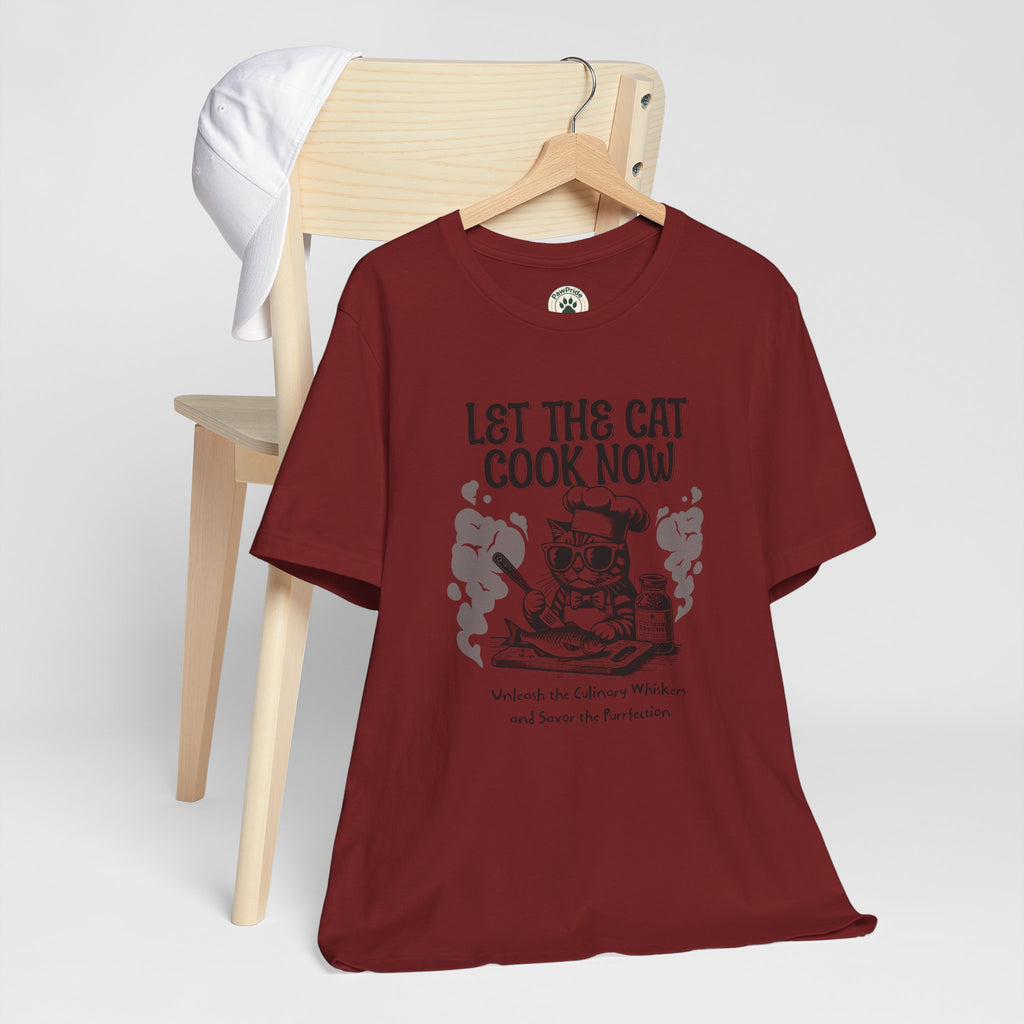 Let The Cat Cook Now T-Shirt — Funny Chef Cat Cooking Tee