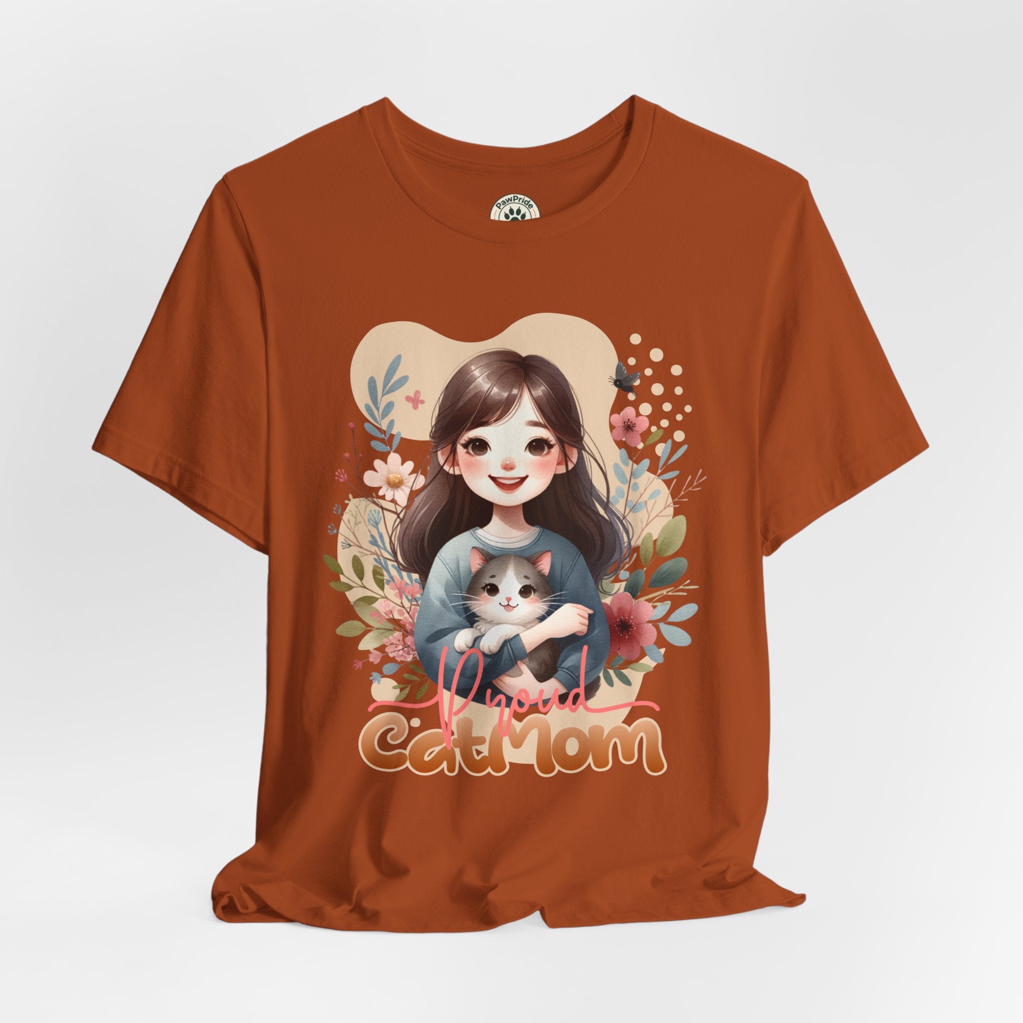 Cat Mom T-Shirt — Cute Floral Illustration Tee for Women Cat Lovers