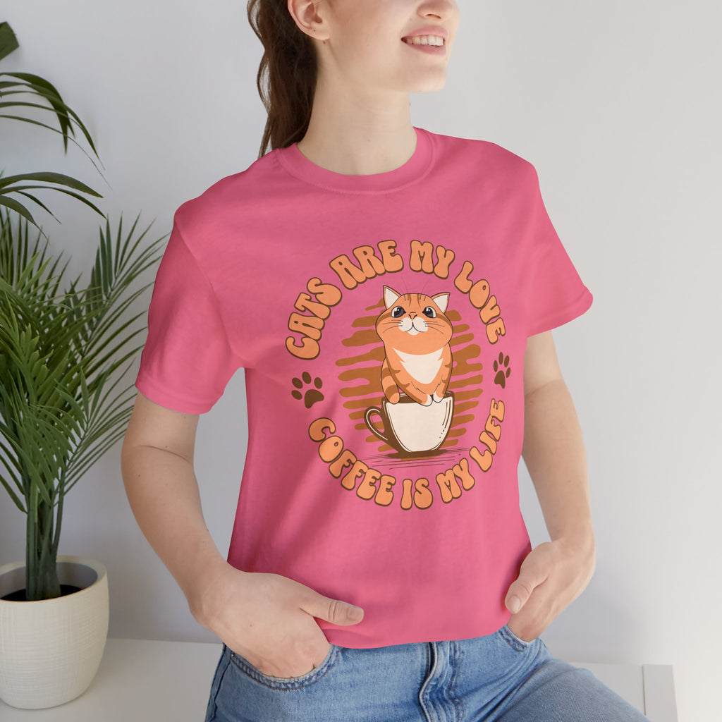 Cat & Coffee Tee — "Cats Are My Love, Coffee Is My Life" Cute Graphic T‑Shirt