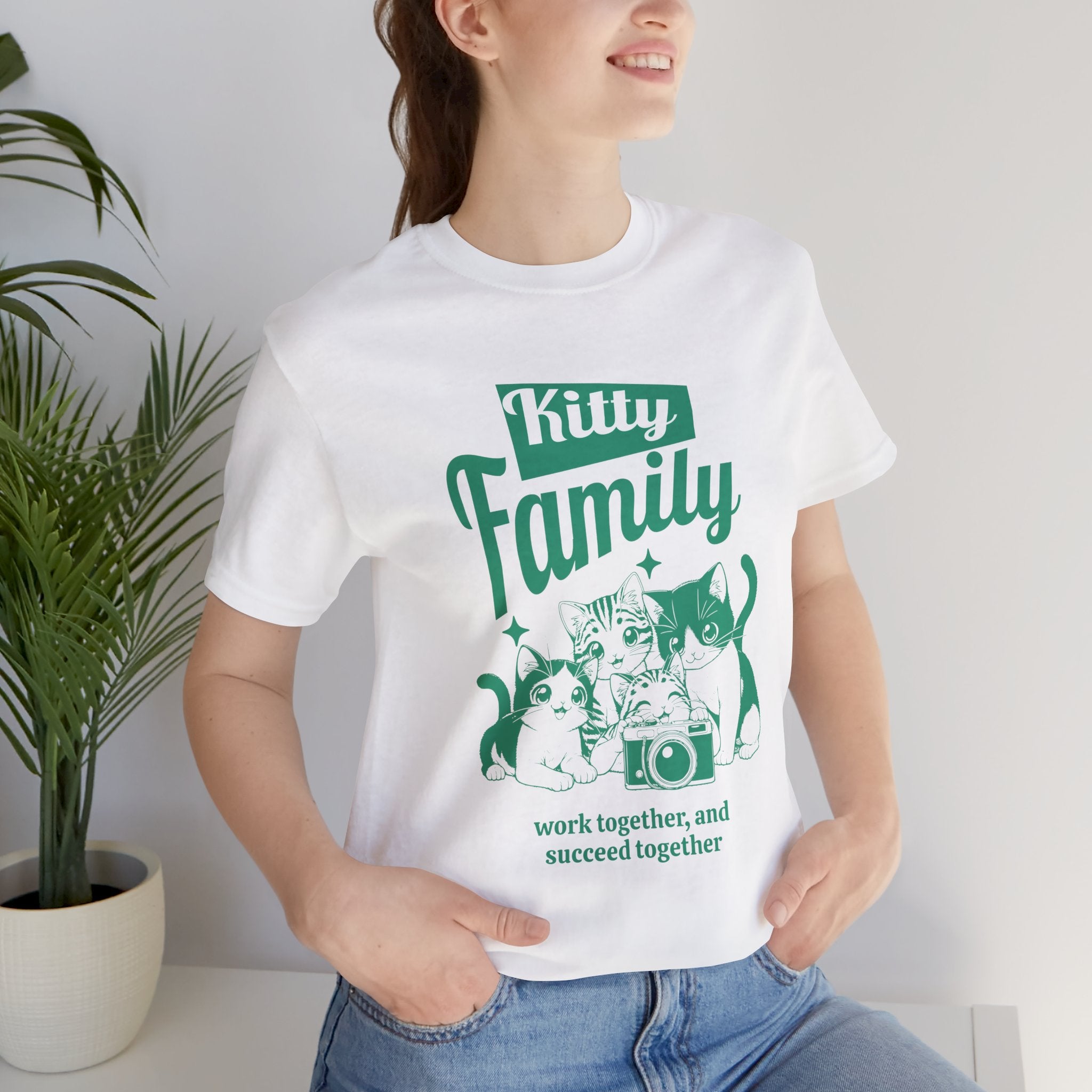 Kitty Family Tee — 'Work Together, and Succeed Together' Cat Graphic Shirt