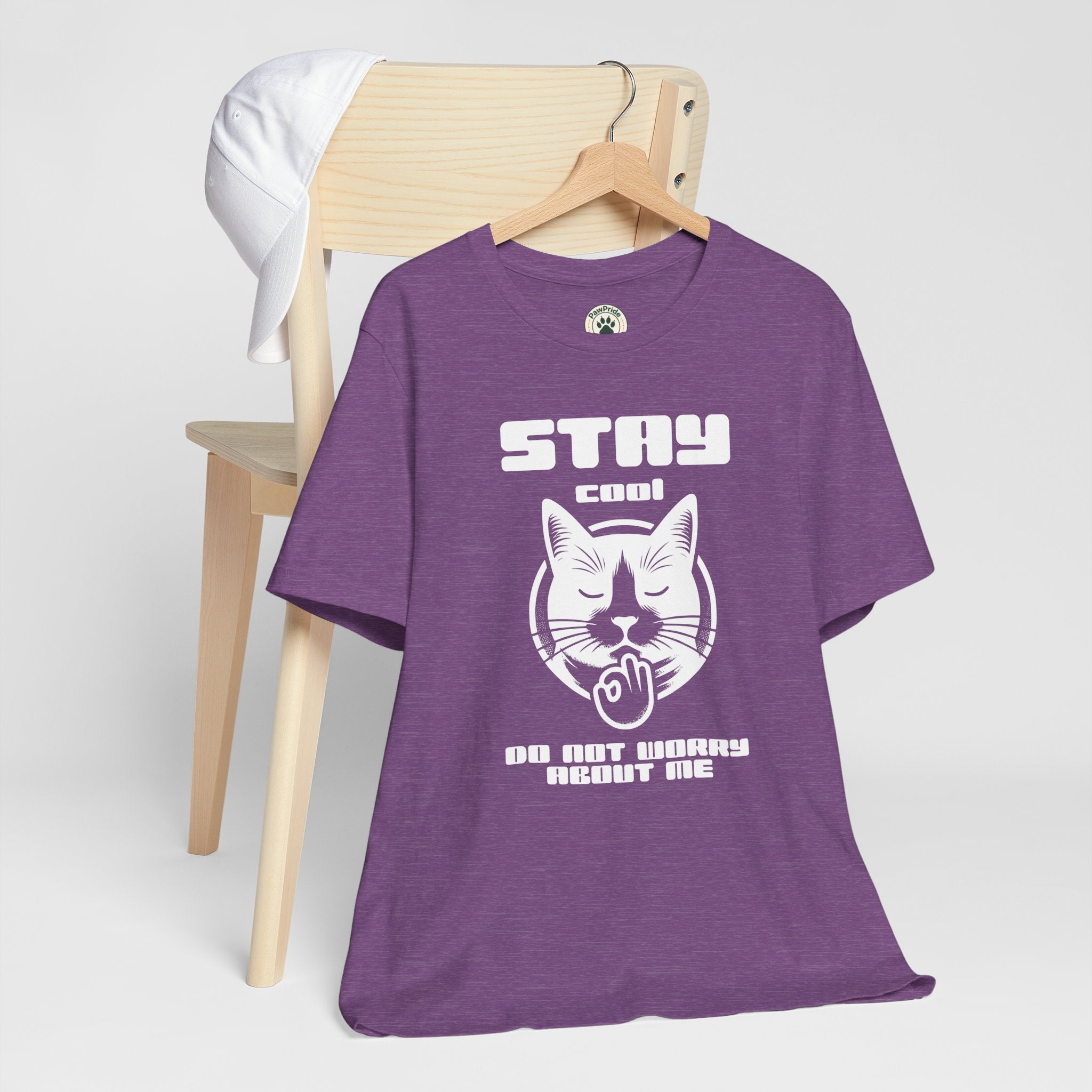 Stay Calm Cat T-Shirt — Cute Grumpy Cat Graphic Tee ("Stay Calm — Do Not Disturb" )