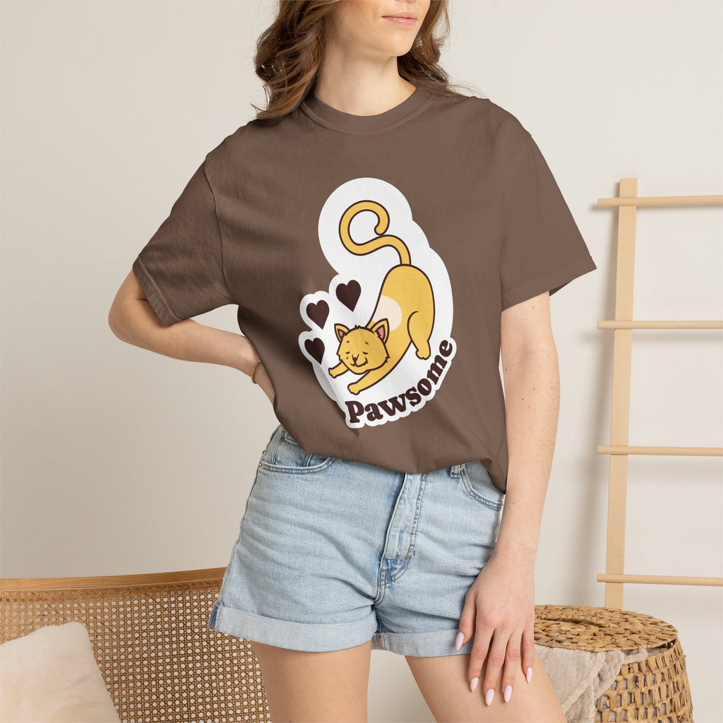 Pawsome Cat T-Shirt — Cute Stretching Kitty Graphic Tee