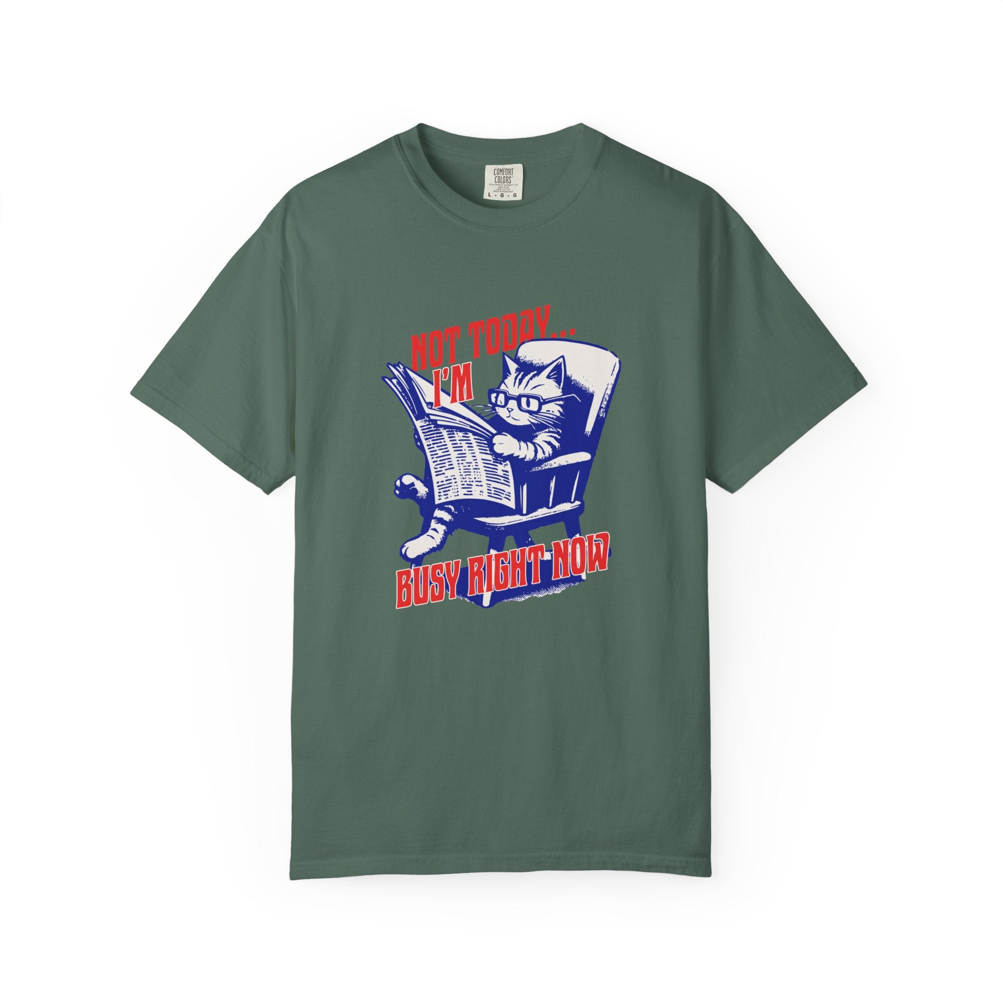 Cat Reading T-Shirt — "Not Today... I'm Busy Right Now" Vintage Graphic Tee