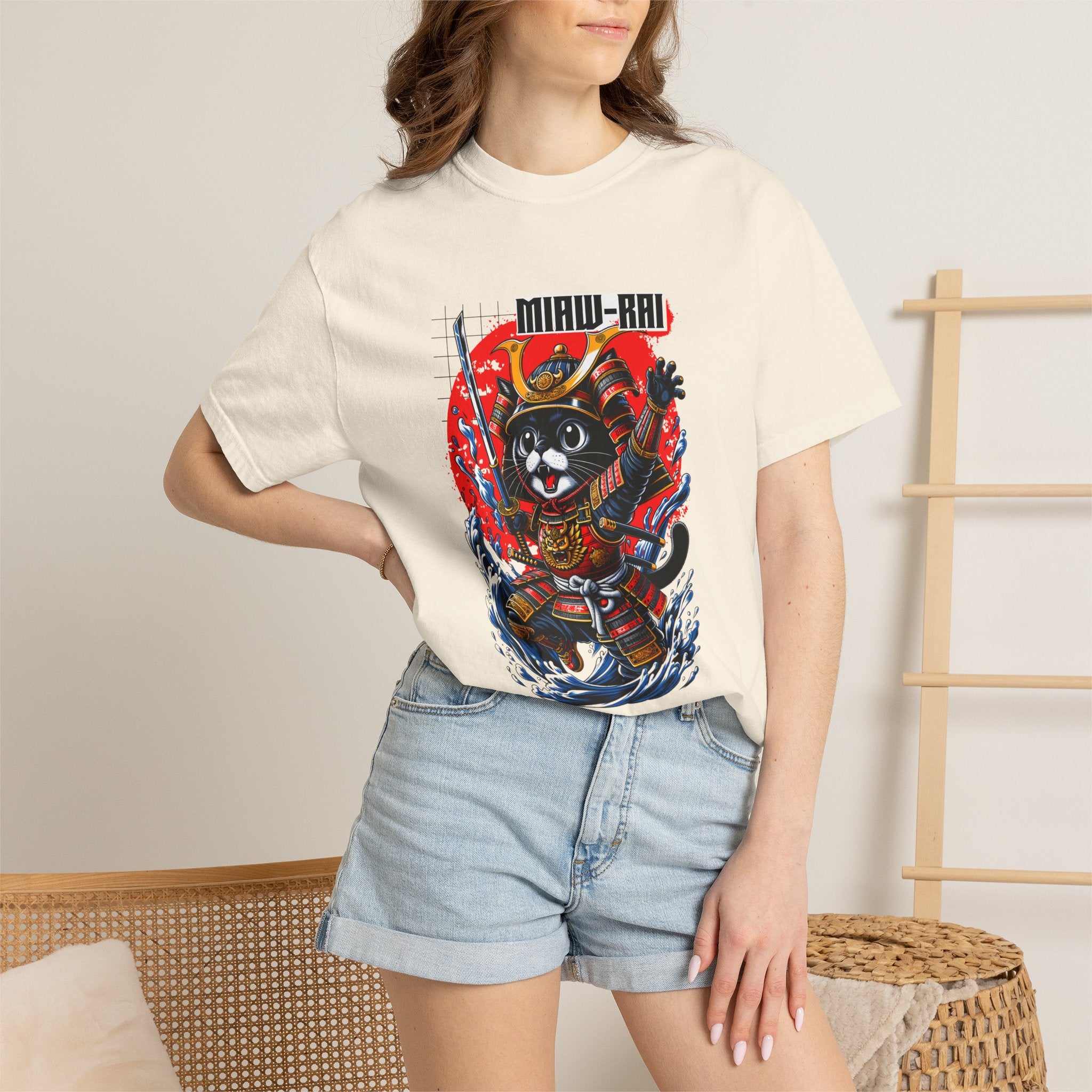 Samurai Cat T-Shirt — 'Neko-Ronin' Retro Japanese Warrior Graphic Tee