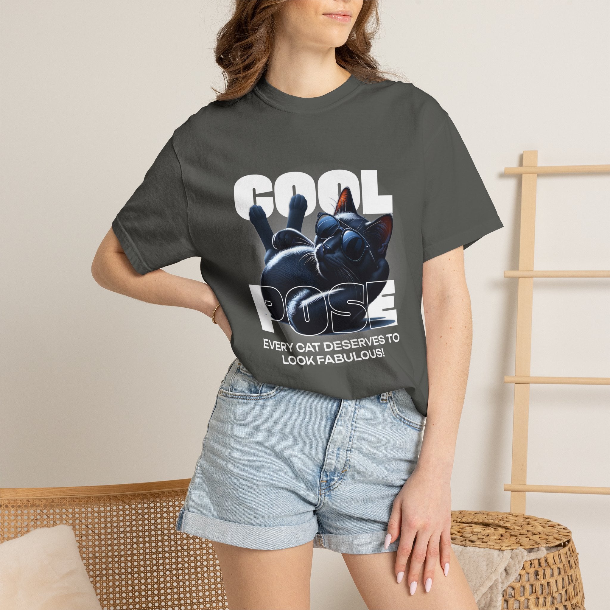 Cool Pose Cat T-Shirt — "Every Cat Deserves to Look Fabulous" Graphic Tee