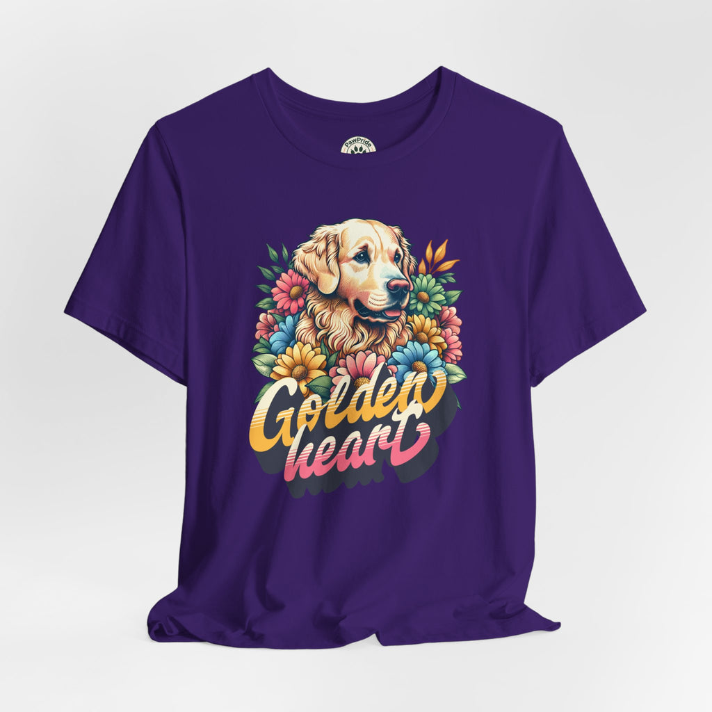 Golden Heart T-Shirt — Retro Floral Golden Retriever Tee