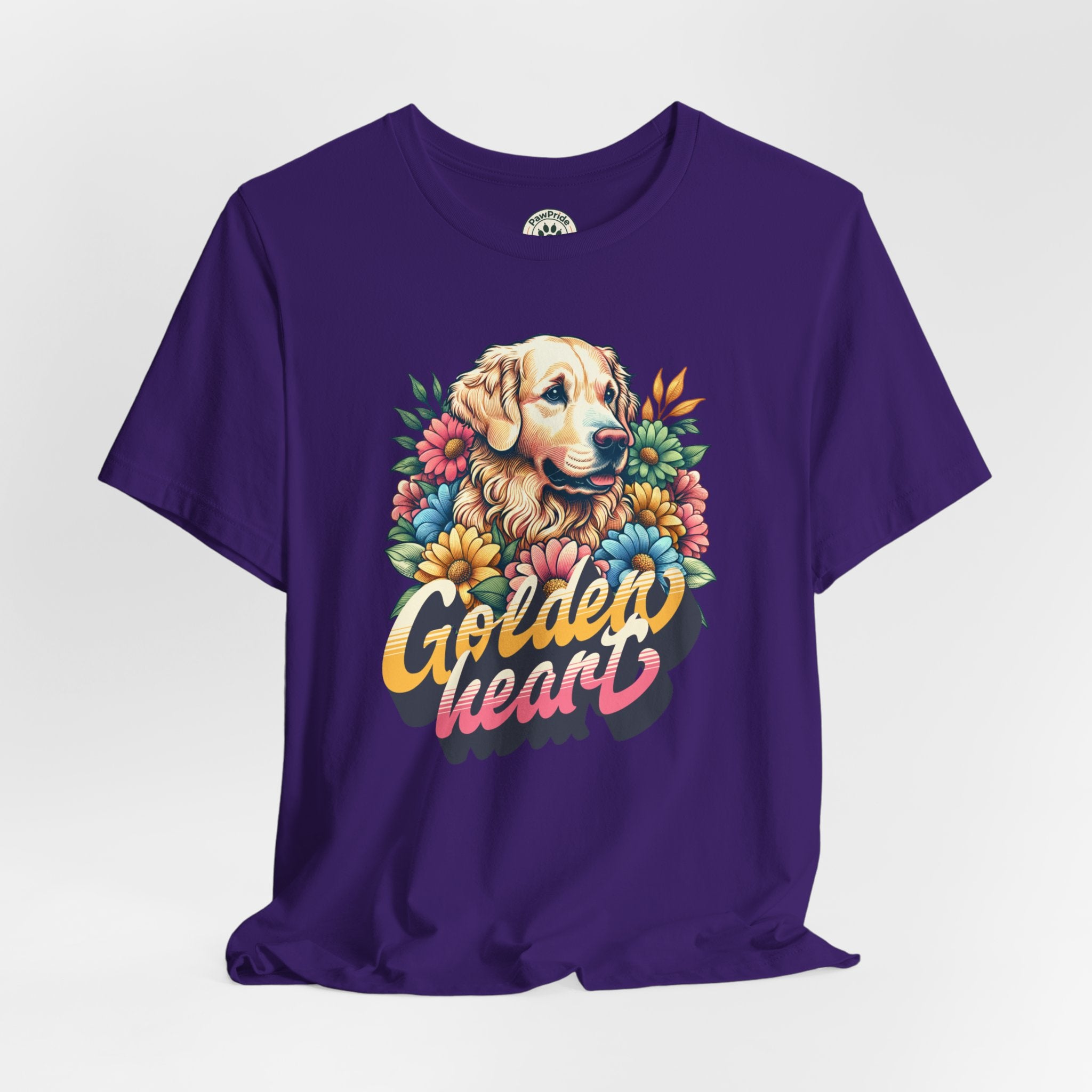 Golden Heart T-Shirt — Retro Floral Golden Retriever Tee