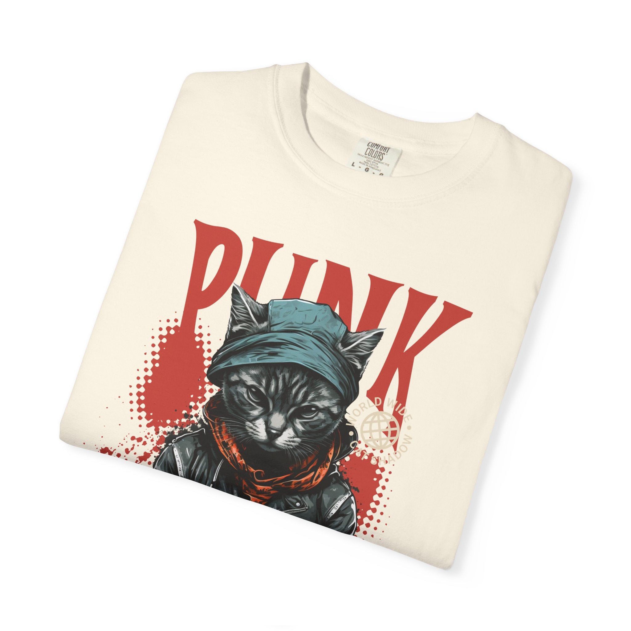 Punk Cat Graphic T-Shirt — Edgy Streetwear Tee with Biker Cat Design