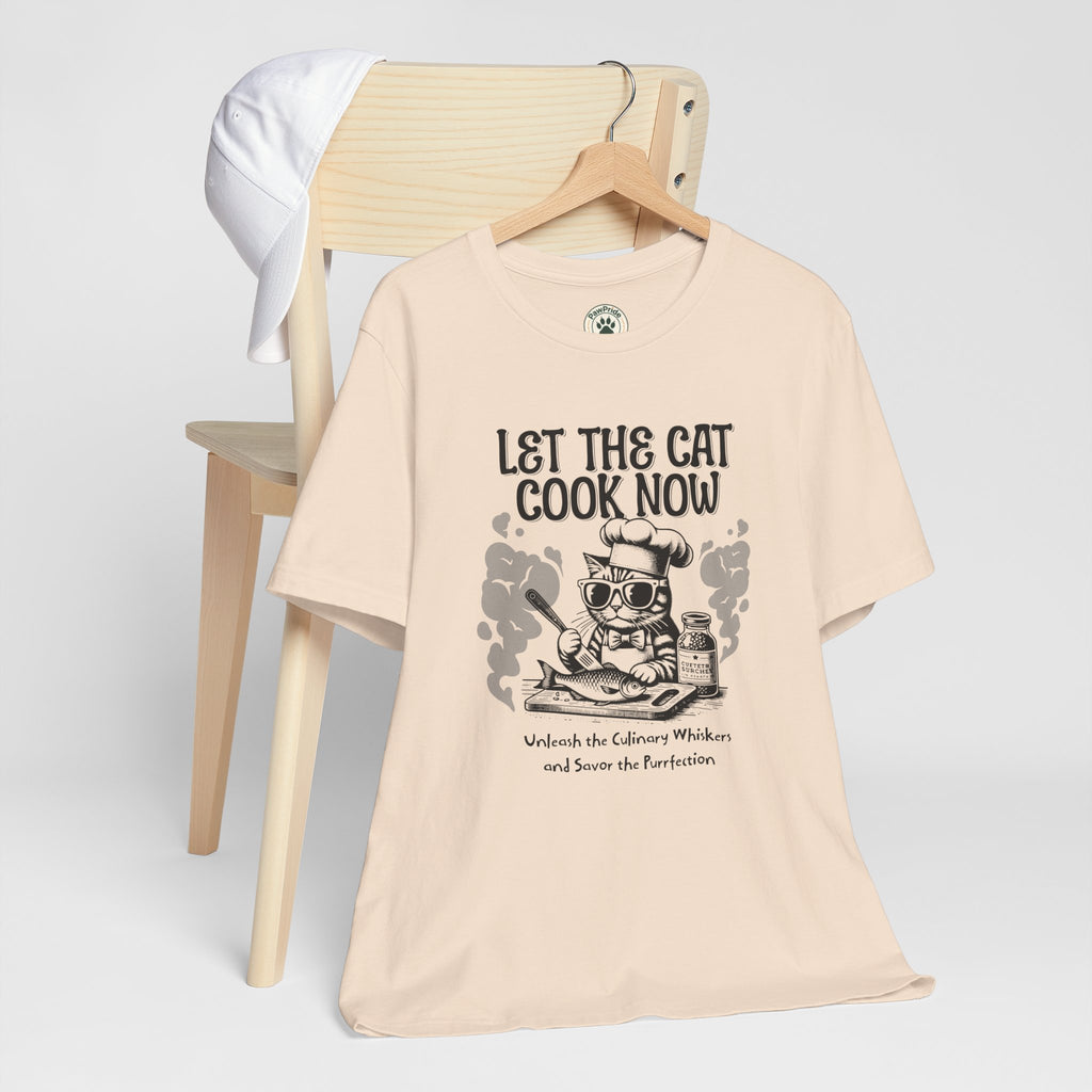 Let The Cat Cook Now T-Shirt — Funny Chef Cat Cooking Tee
