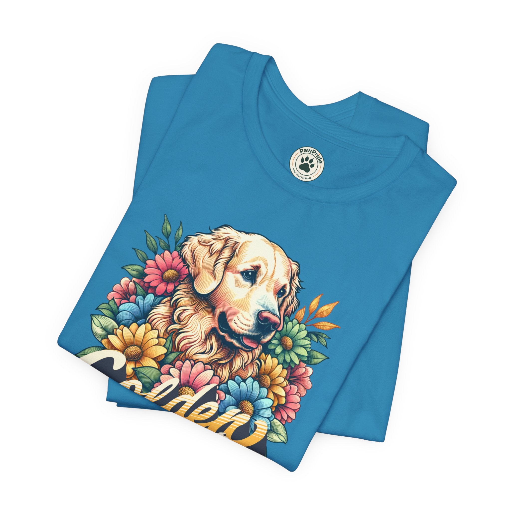 Golden Heart T-Shirt — Retro Floral Golden Retriever Tee