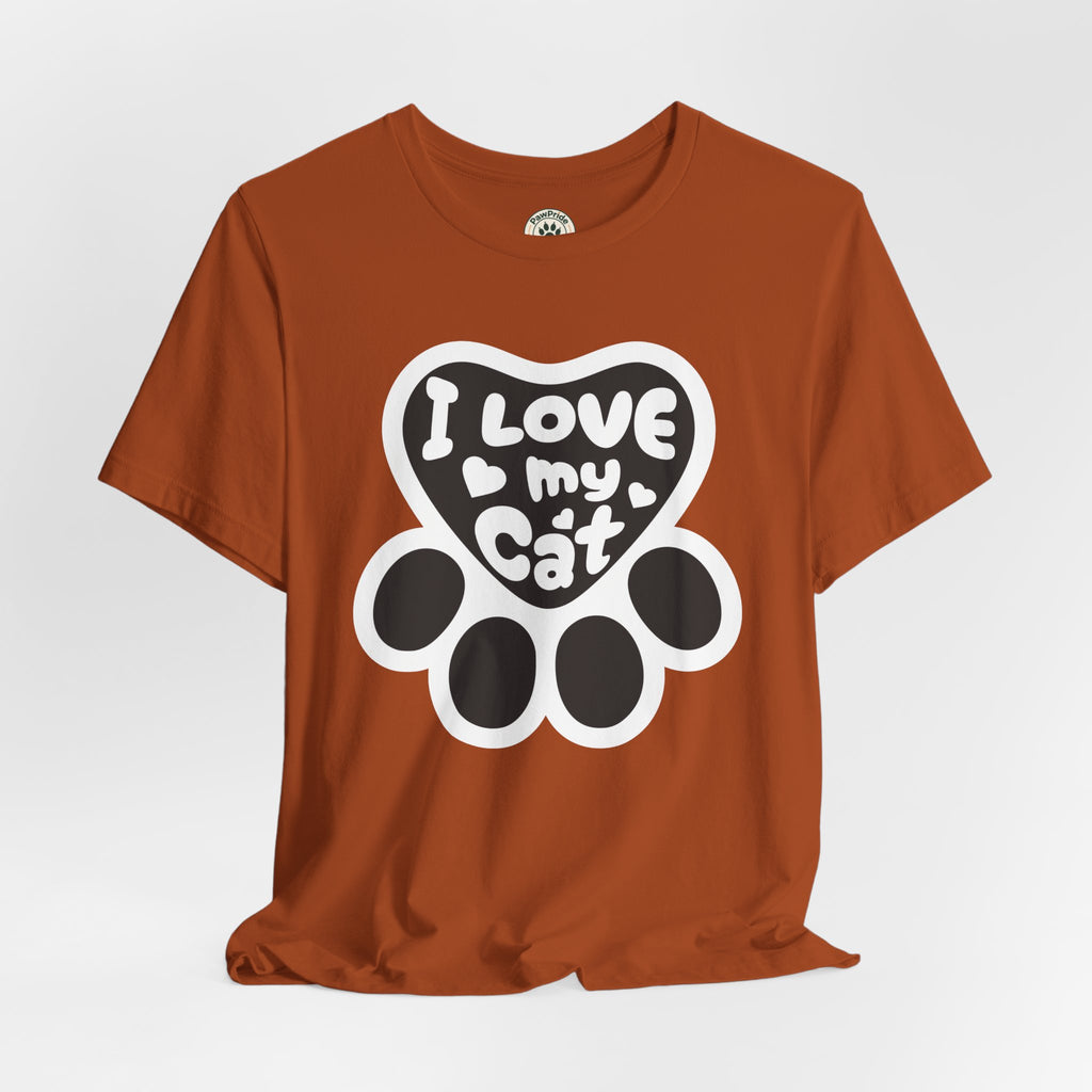 I Love My Cat Paw T-Shirt — Cute Cat Lover Tee