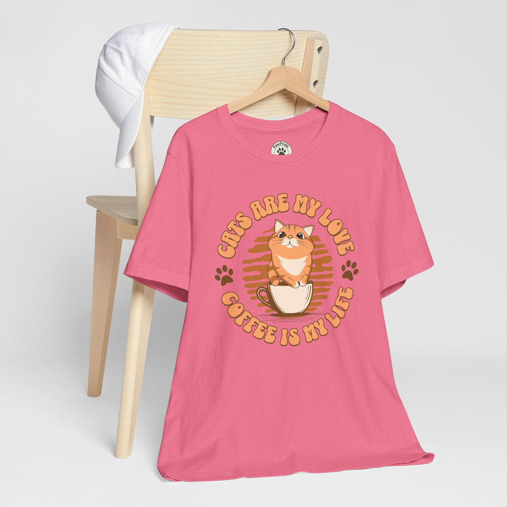 Cat & Coffee Tee — "Cats Are My Love, Coffee Is My Life" Cute Graphic T‑Shirt