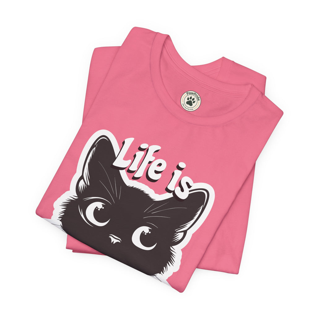 Life Is Purrfect Cat T-Shirt — Cute Black Kitten Graphic Tee for Cat Lovers