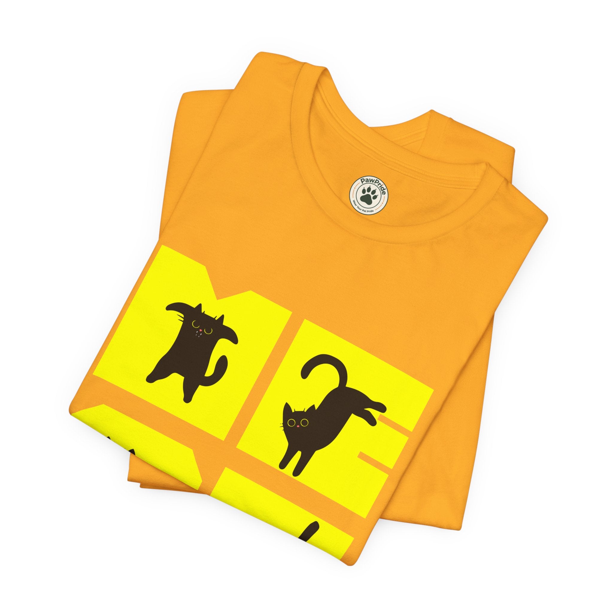Cat Silhouette Tee — Yellow Block Cats Graphic T-Shirt