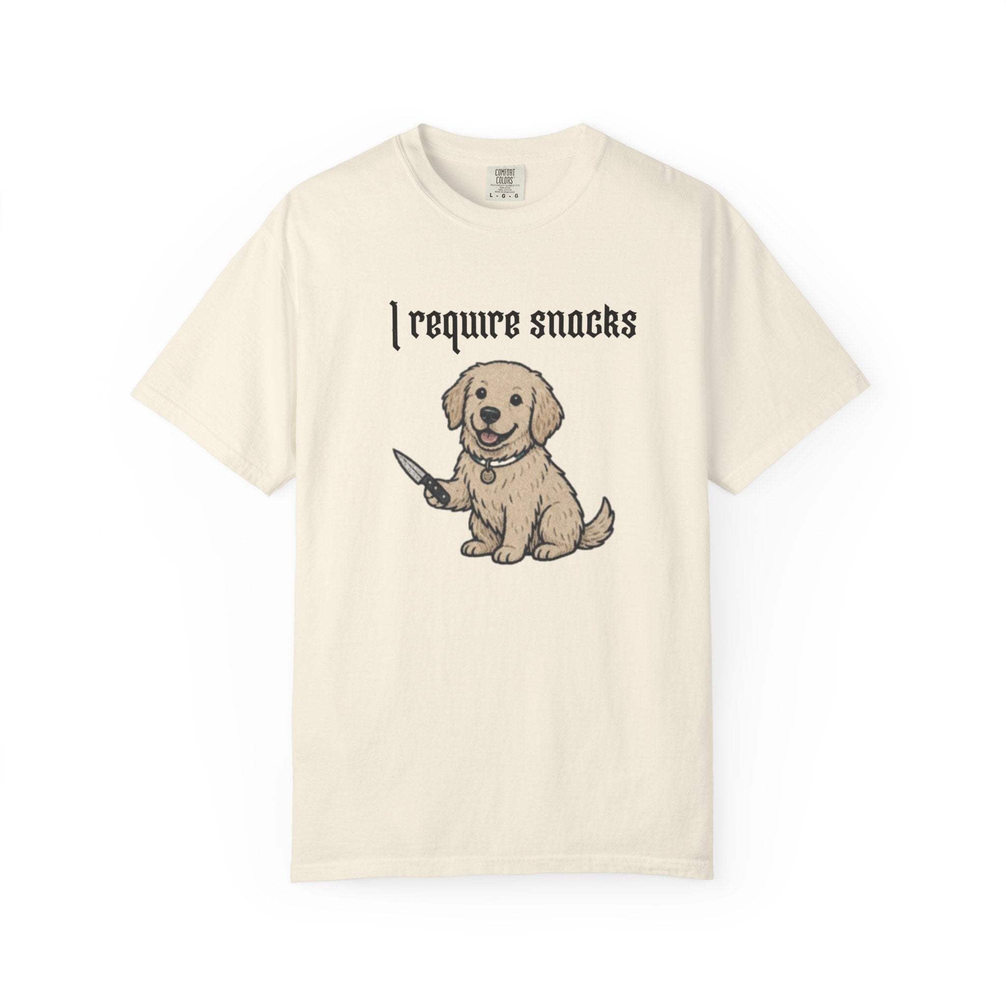 I Require Snacks T-Shirt — Cute Golden Retriever Graphic Tee