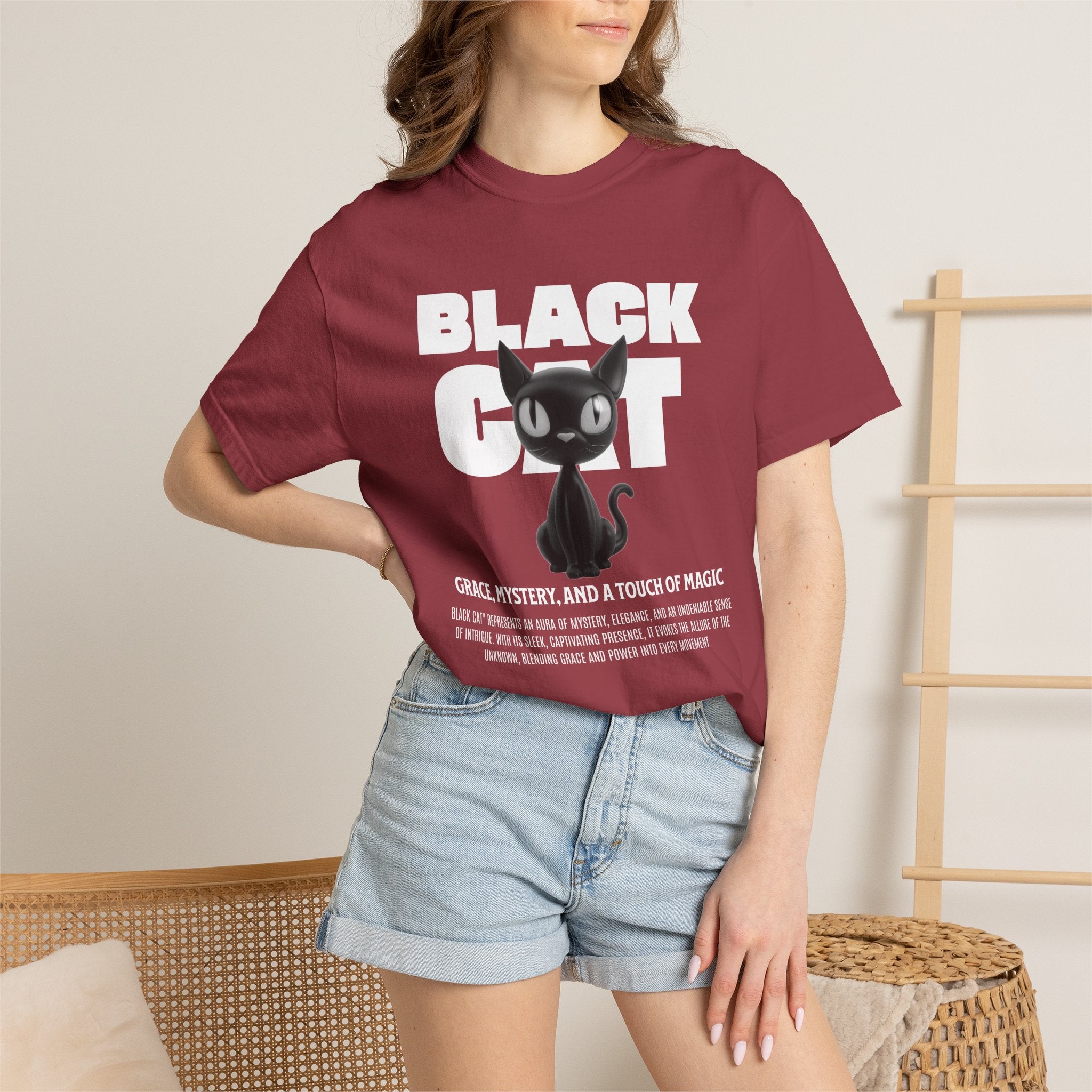 Black Cat Graphic T-Shirt — Cute Spooky Halloween Tee