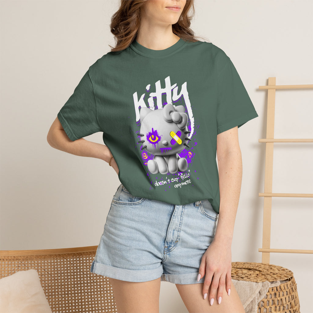 Kitty Cute Punk T-Shirt — 'doesn't say hello' Garment-Dyed Tee