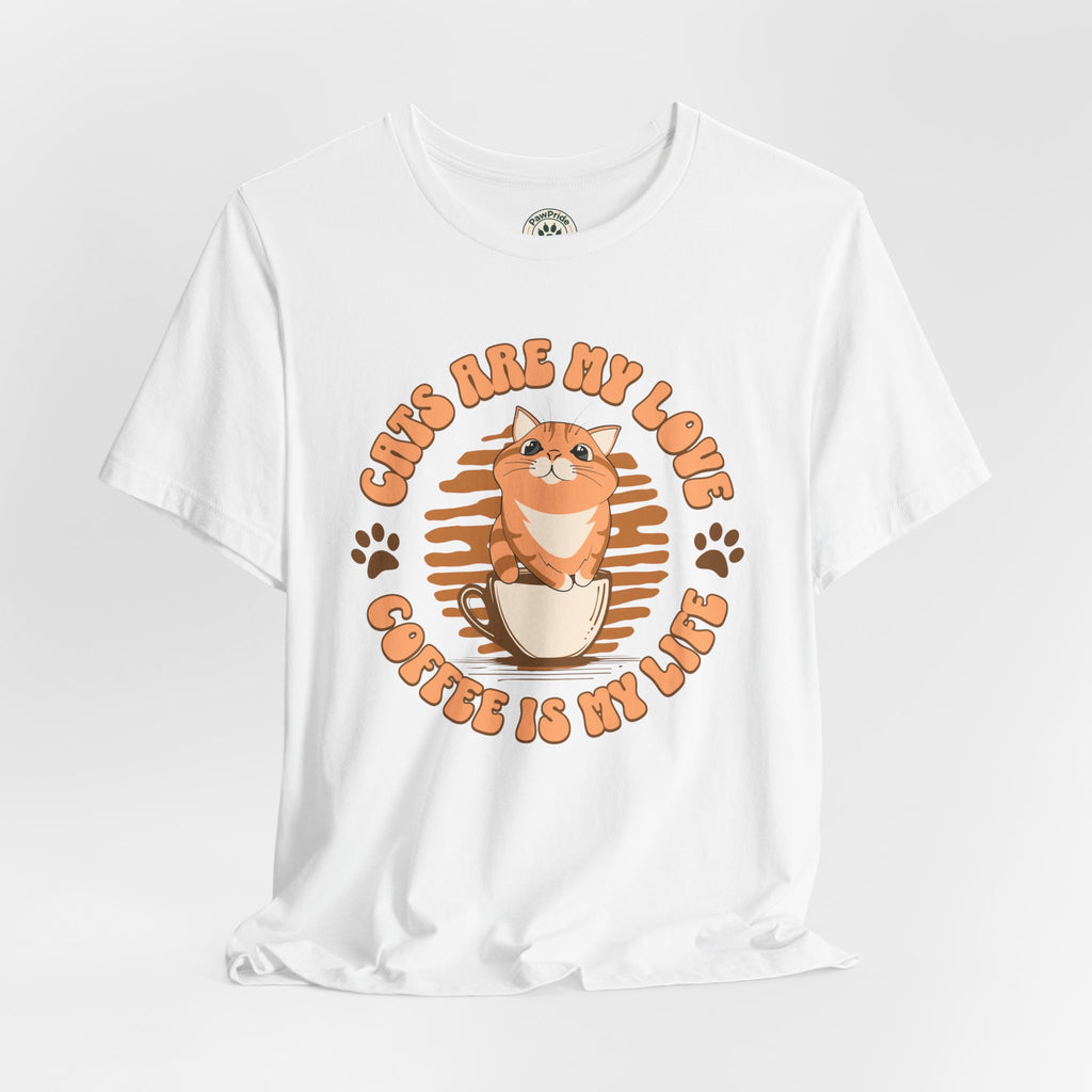Cat & Coffee Tee — "Cats Are My Love, Coffee Is My Life" Cute Graphic T‑Shirt