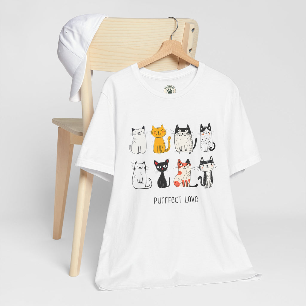 Purrfect Love Cat T-Shirt — Cute Cartoon Cats Tee for Cat Lovers