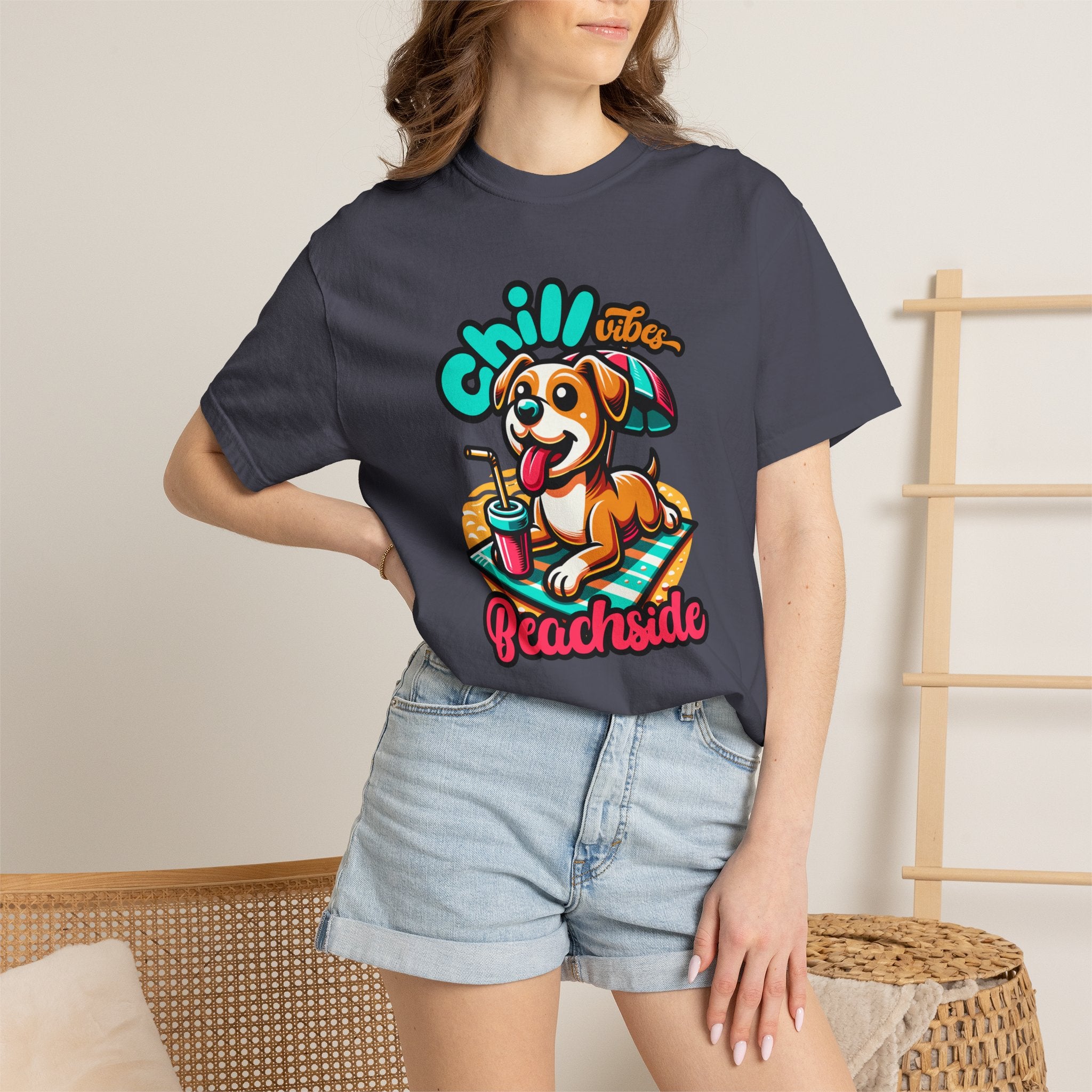 Beachside Chill Dog T-Shirt — Retro Summer Graphic Tee