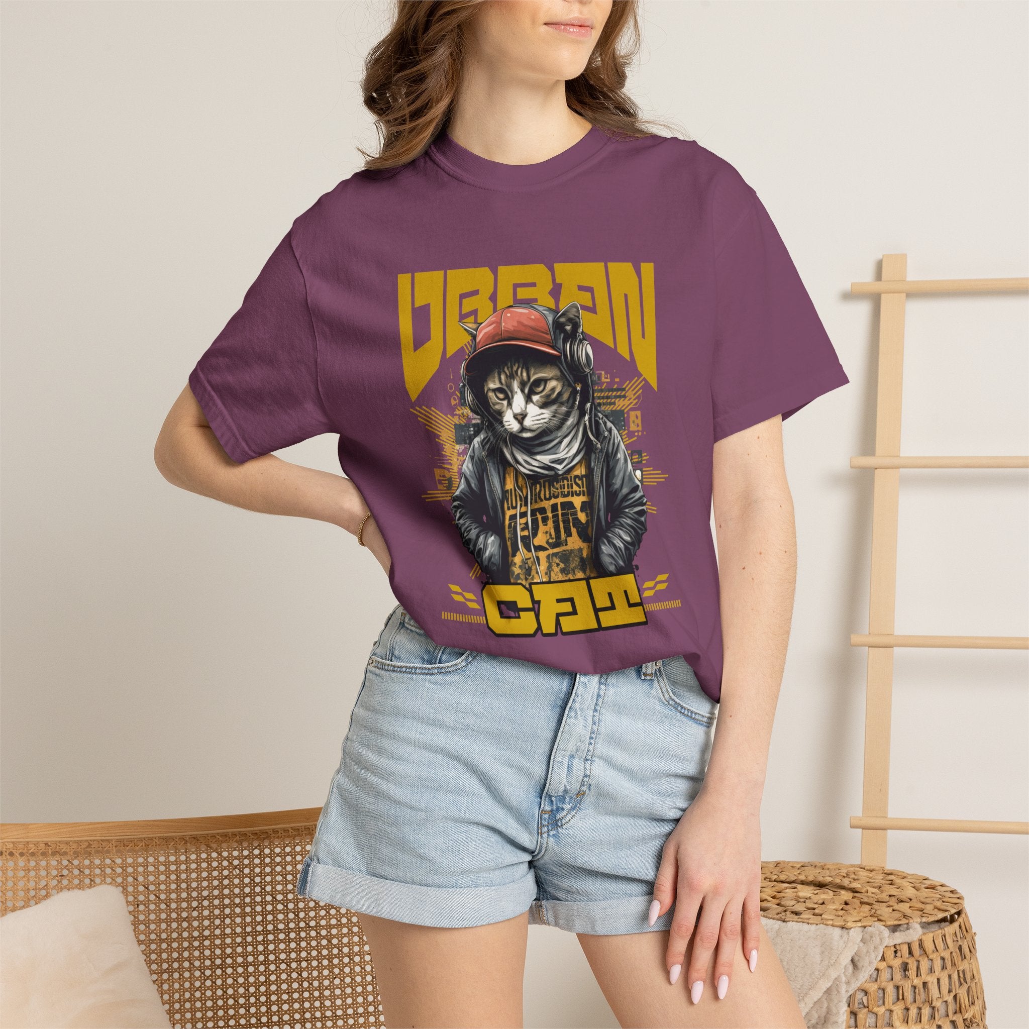 Urban Cat T-Shirt — Retro Streetwear Graphic Tee with Cool Cat Design