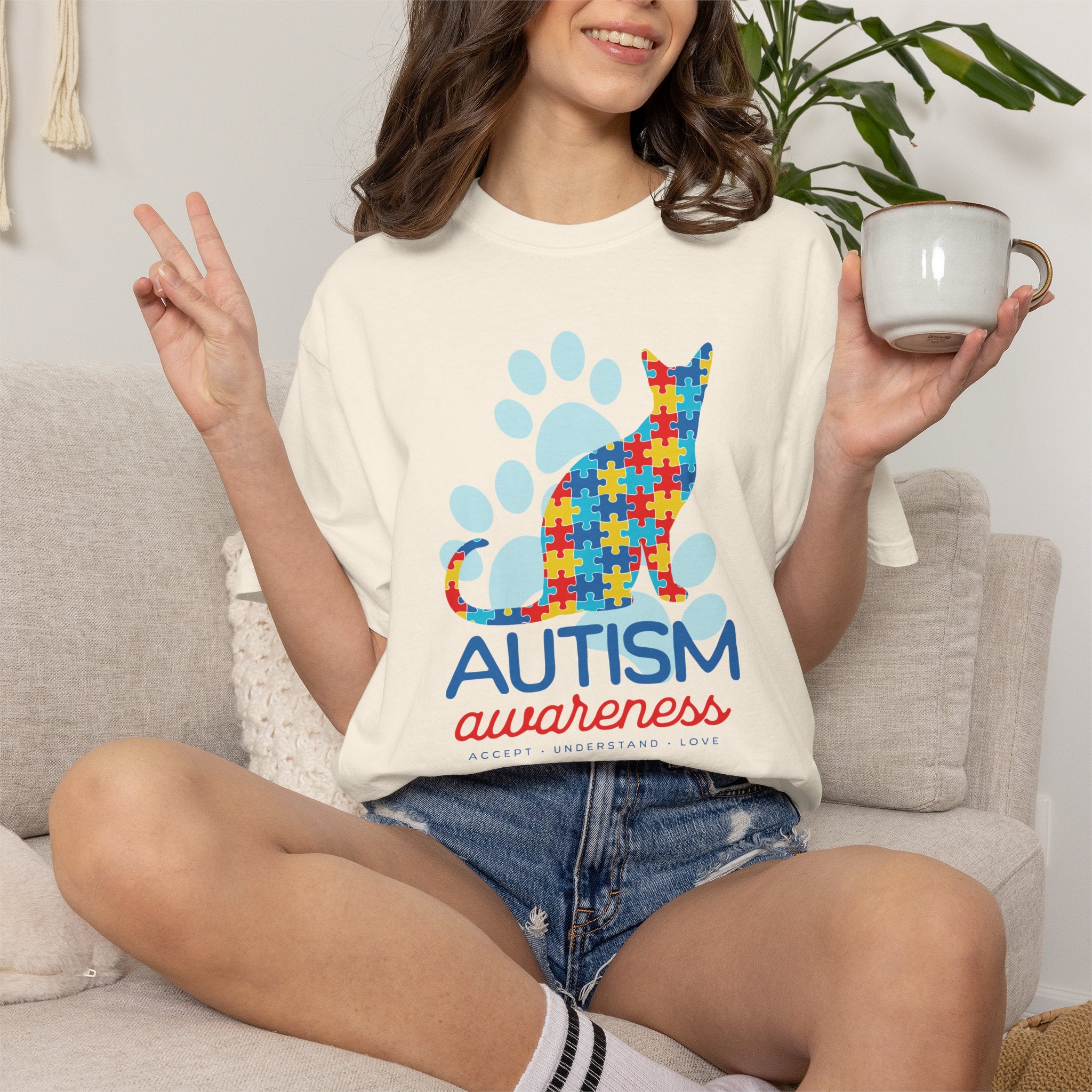 Autism Awareness Puzzle Cat T-Shirt — Support & Awareness Tee