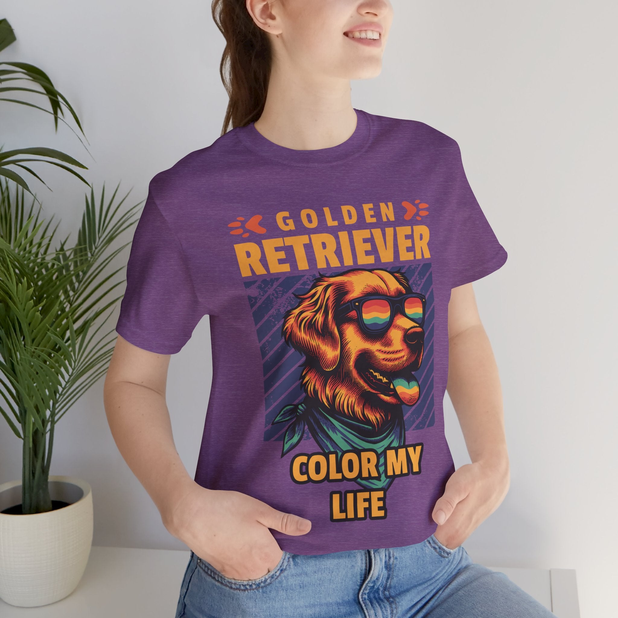 Golden Retriever T‑Shirt — 'Color My Life' Retro Dog Graphic Tee