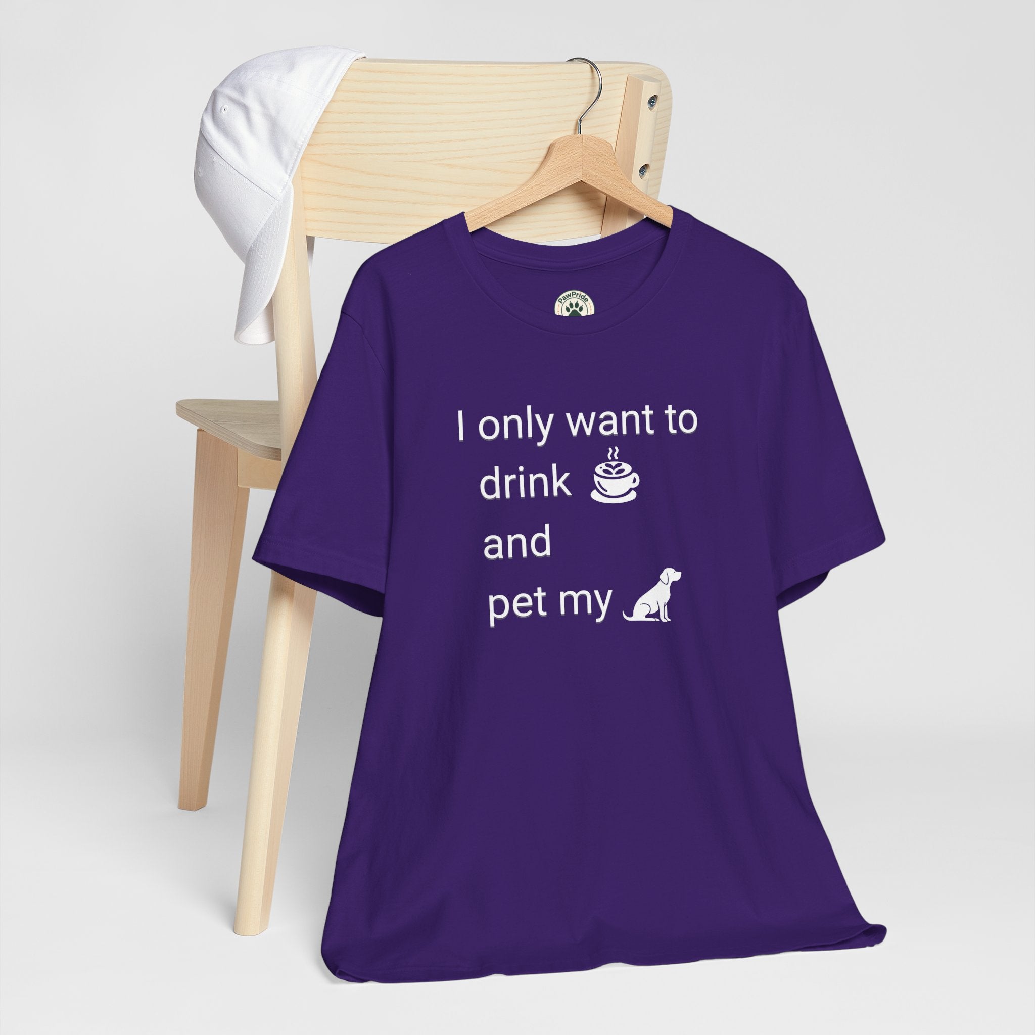 Coffee & Dog Lover T‑Shirt — "I only want to drink and pet my" Graphic Tee