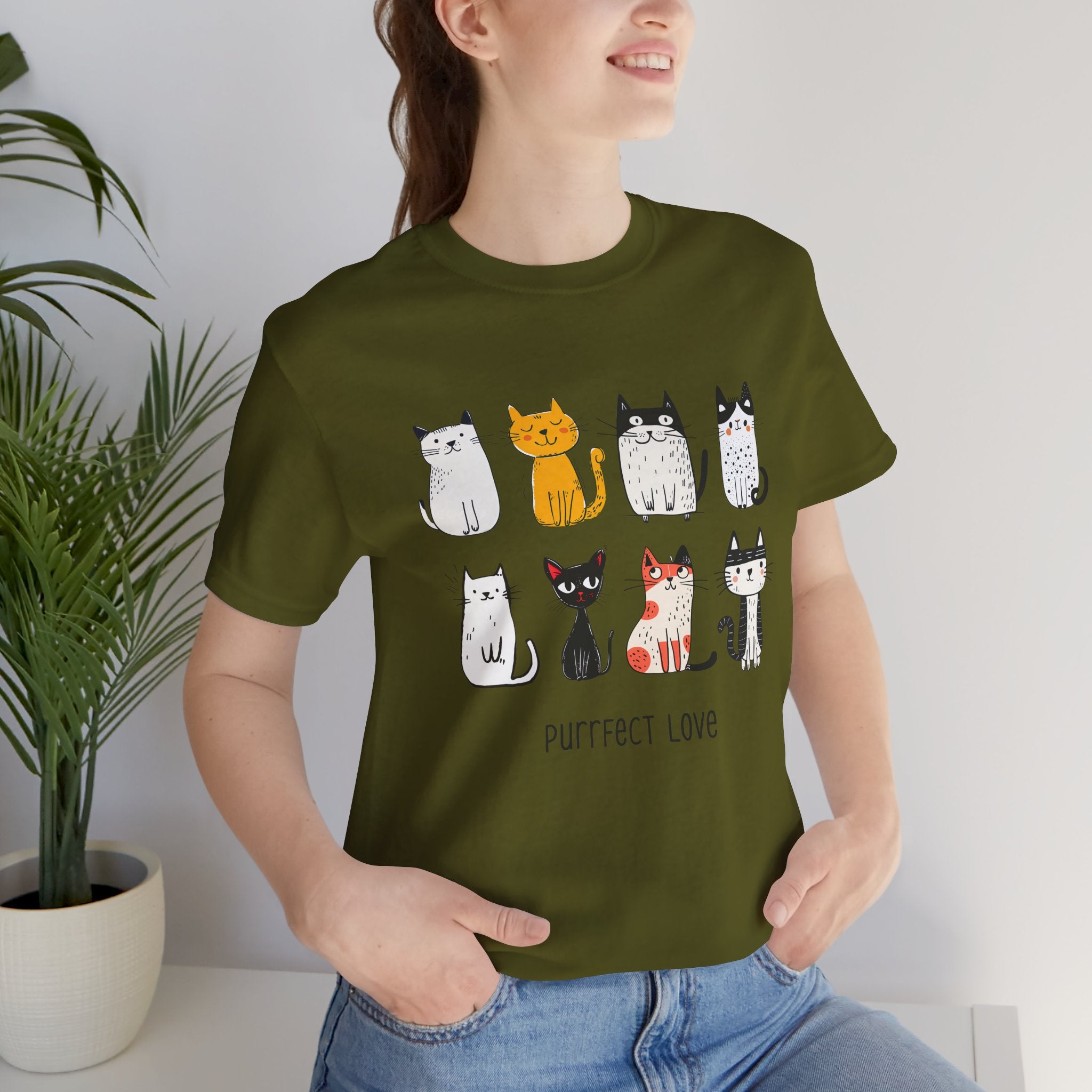 Purrfect Love Cat T-Shirt — Cute Cartoon Cats Tee for Cat Lovers
