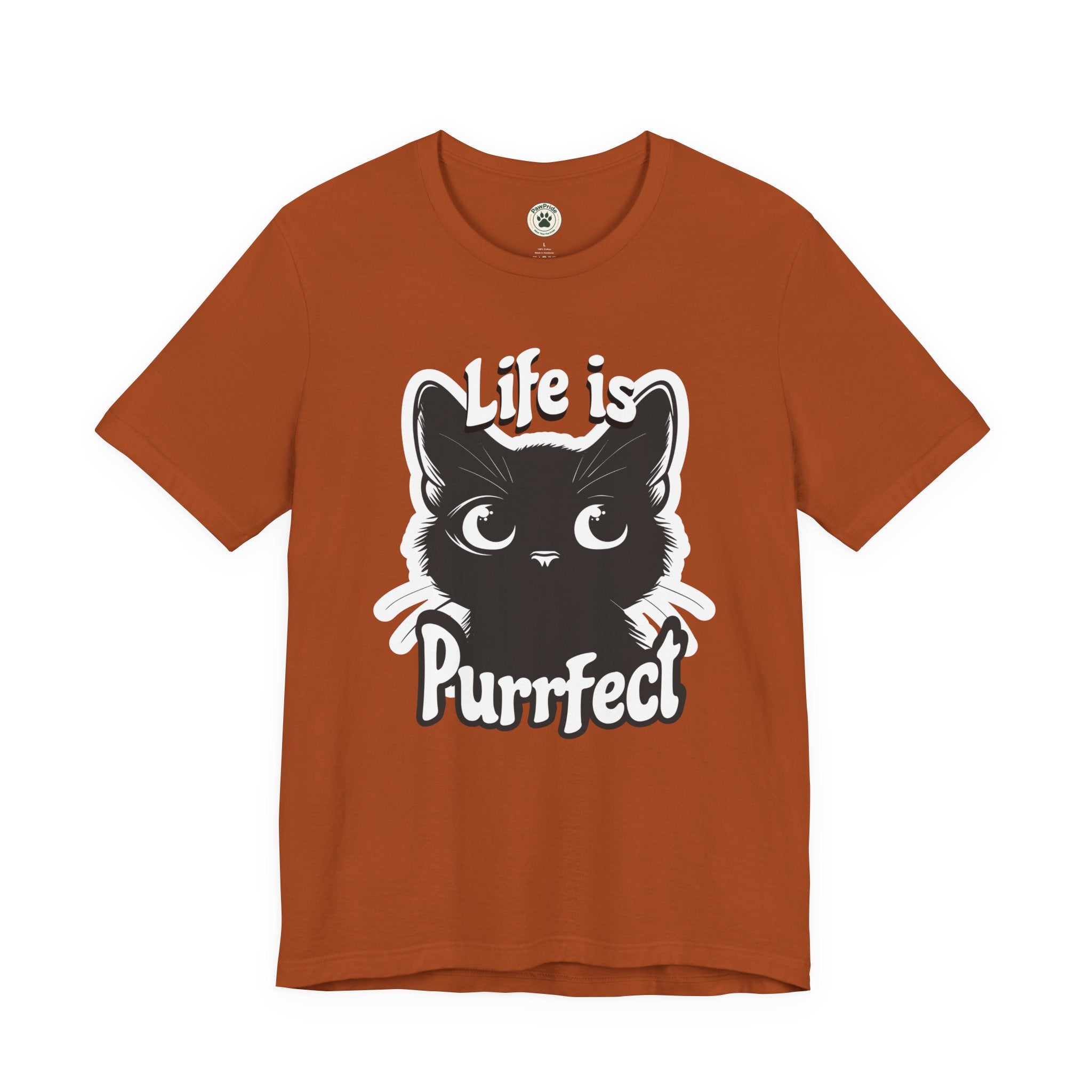 Life Is Purrfect Cat T-Shirt — Cute Black Kitten Graphic Tee for Cat Lovers