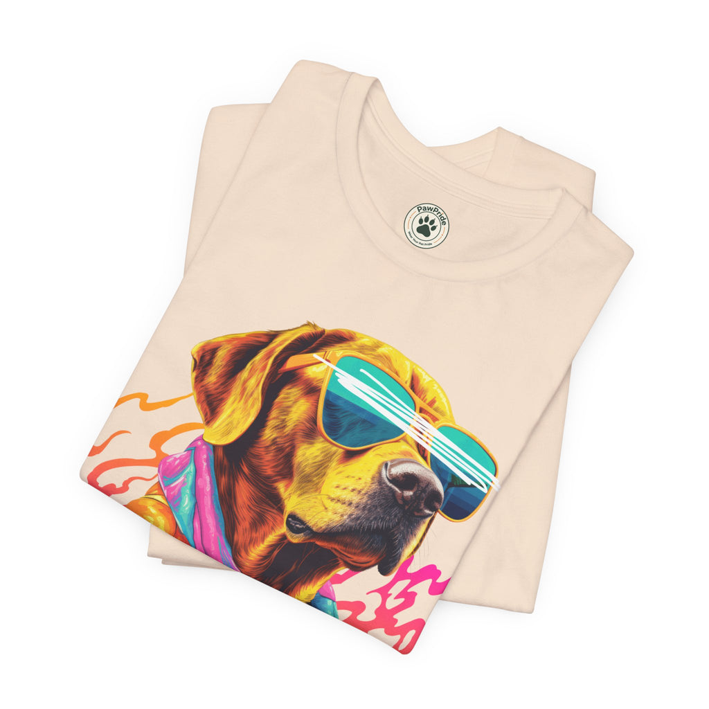 Chill Sunglasses Dog Tee — Retro Neon “CHILL” Graphic T-Shirt