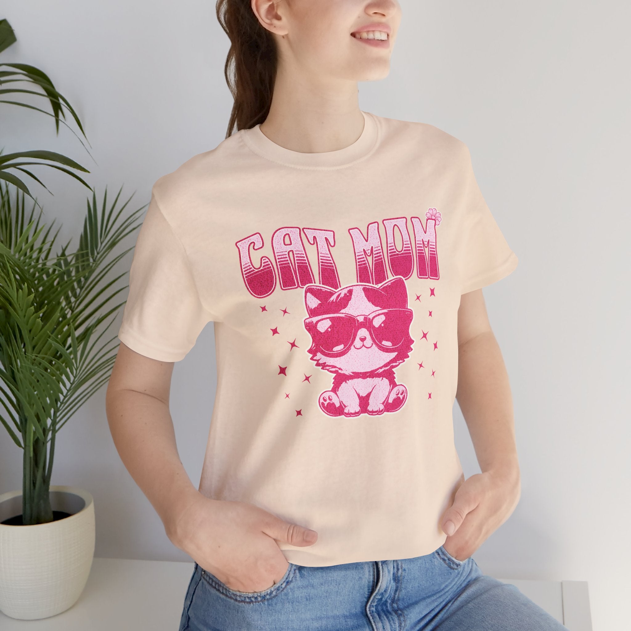 Cat Mom T-Shirt — Pink Cute Cat Graphic Tee