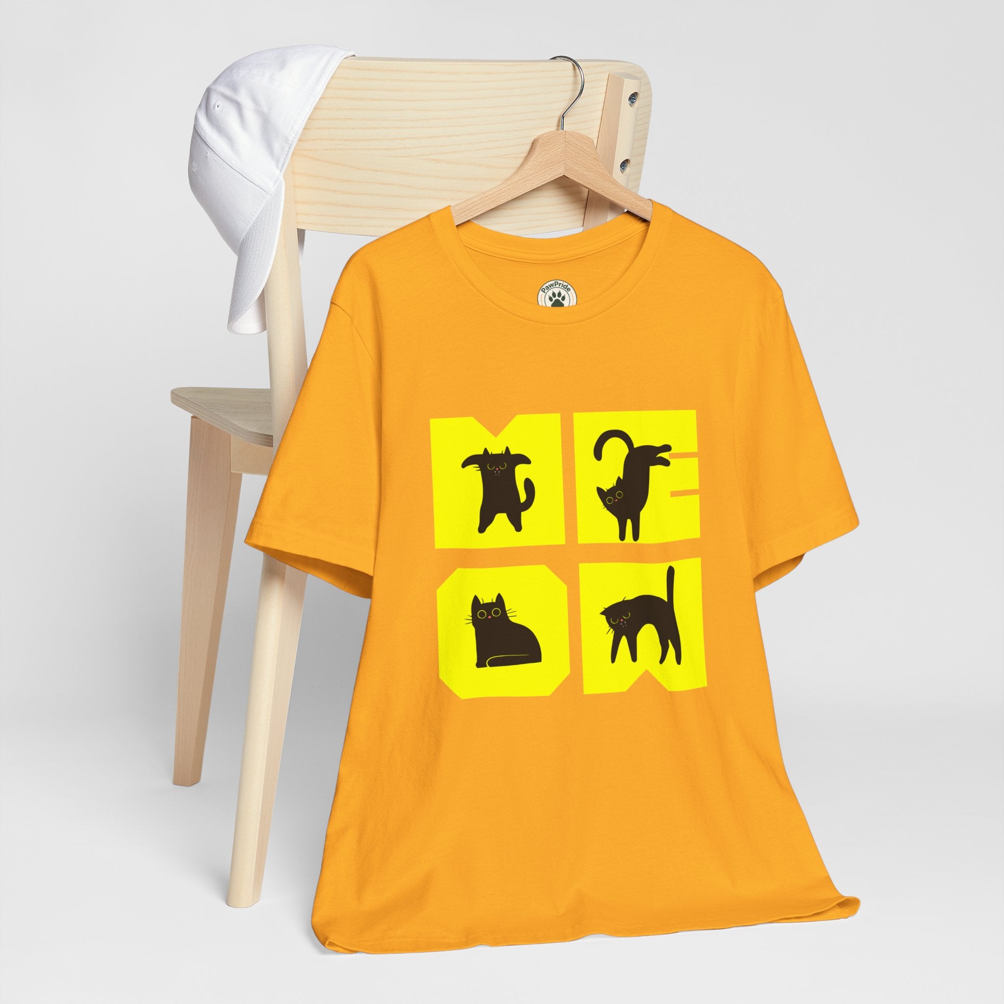 Cat Silhouette Tee — Yellow Block Cats Graphic T-Shirt