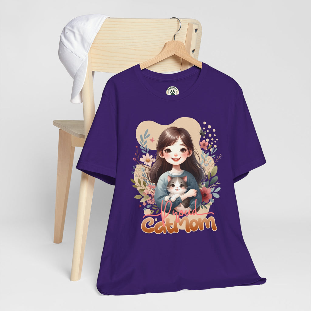 Cat Mom T-Shirt — Cute Floral Illustration Tee for Women Cat Lovers