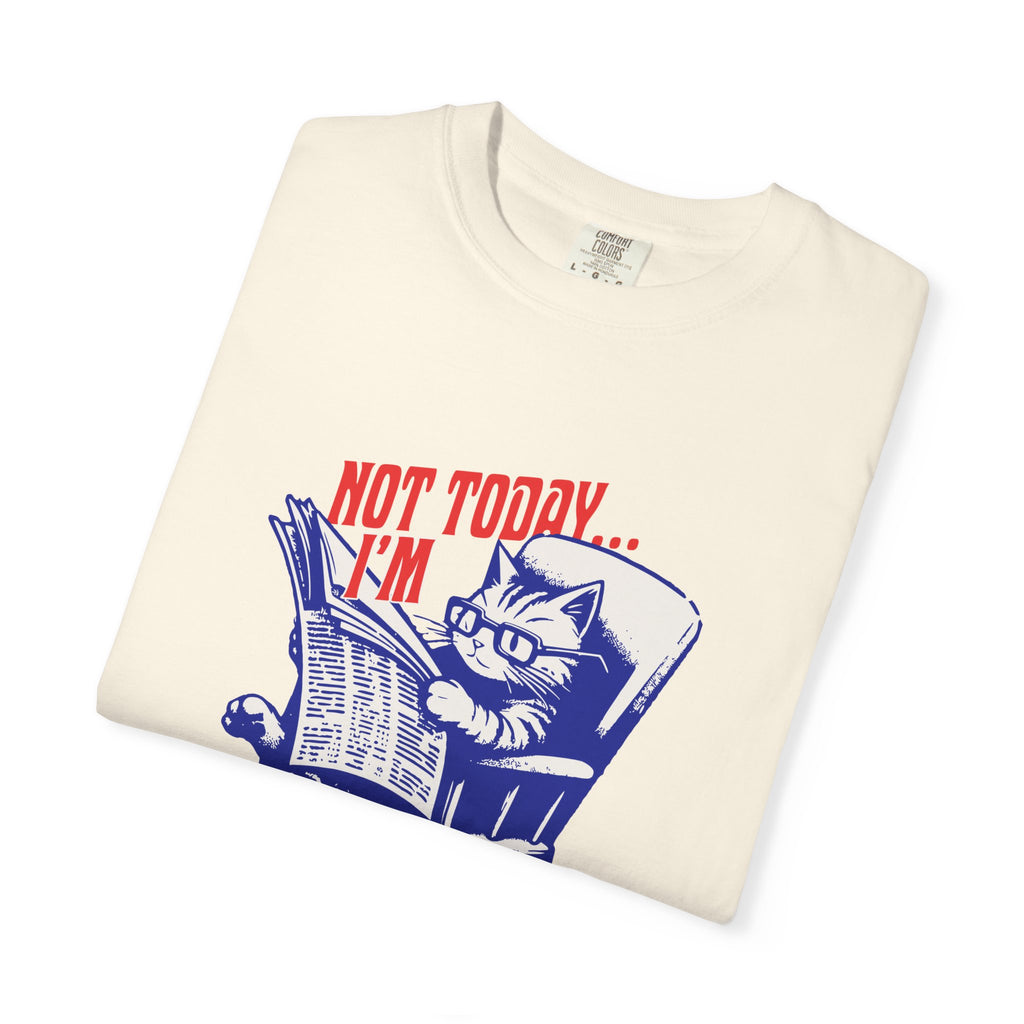 Cat Reading T-Shirt — "Not Today... I'm Busy Right Now" Vintage Graphic Tee