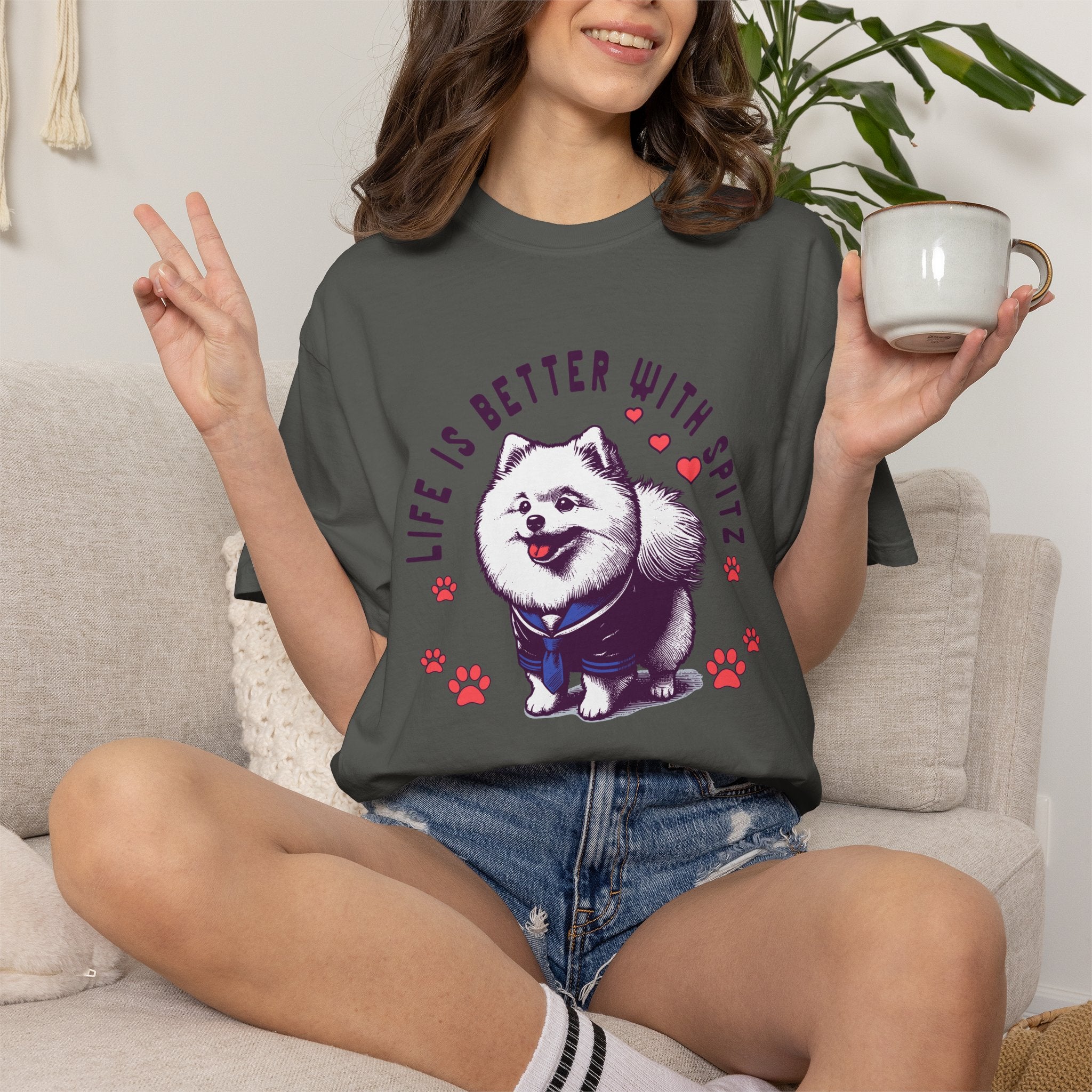 Spitz Love T-Shirt — "Life Is Better With Spitz" Cute Dog Graphic Tee