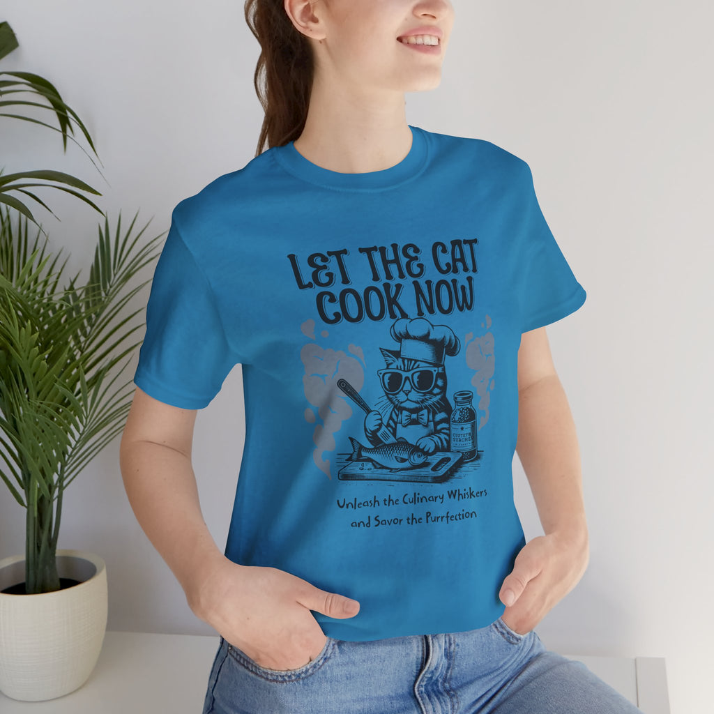 Let The Cat Cook Now T-Shirt — Funny Chef Cat Cooking Tee