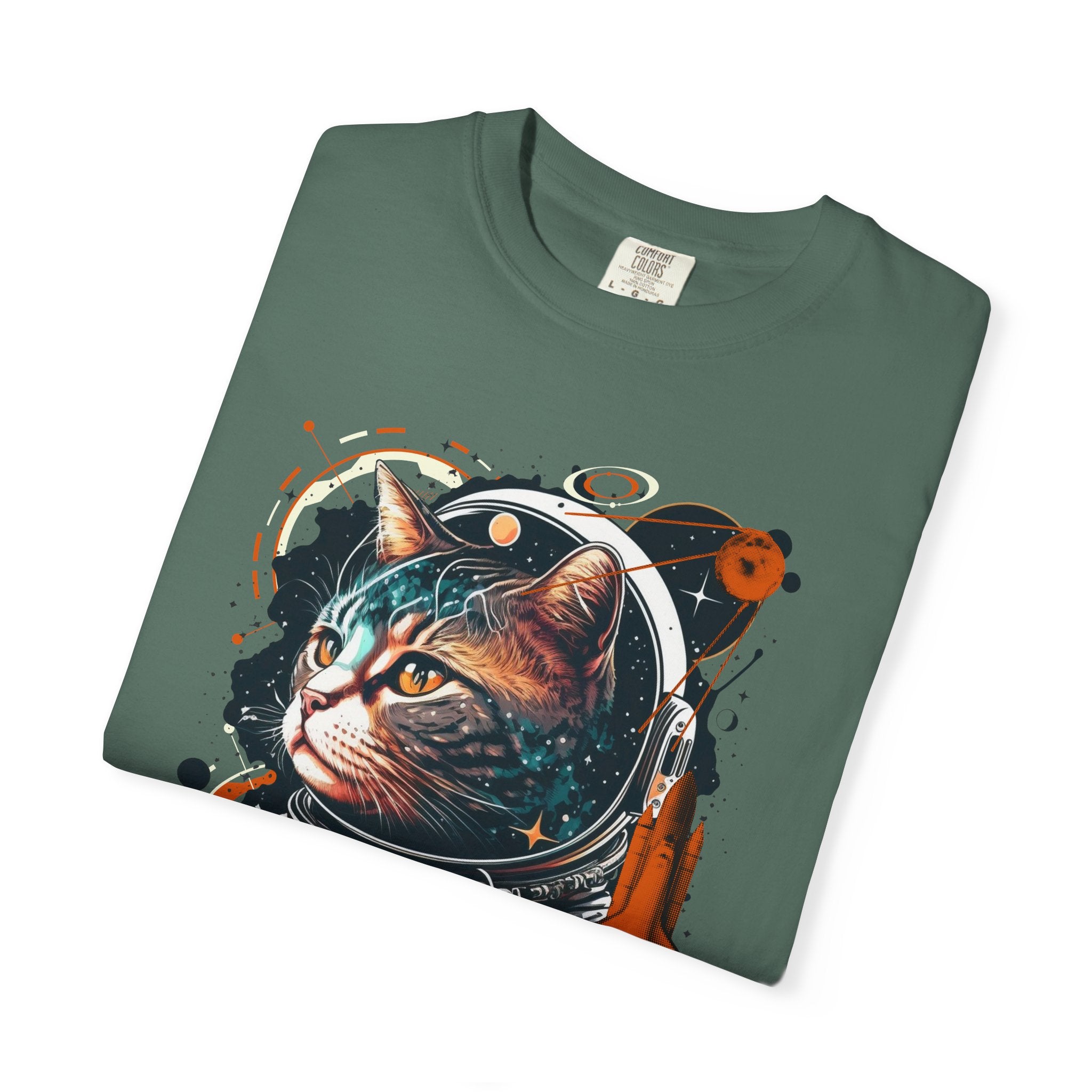 Astronaut Cat Graphic T-Shirt — 'Cabonaut' Retro Space Helmet Tee